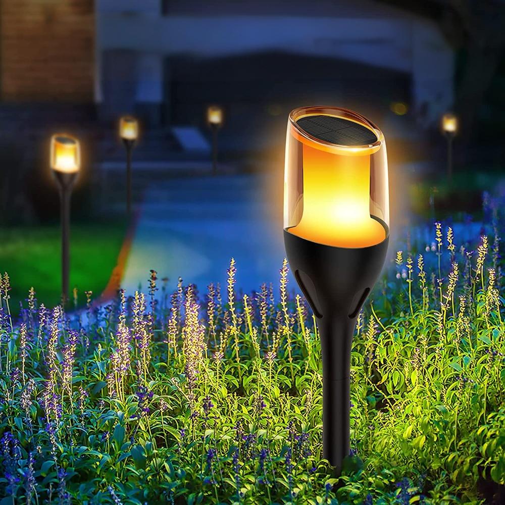 Solar Outdoor Lights,Taller Solar Torch Lights with Flickering Flame, Waterproof Solar Garden Pathway Lights, Flame Torches for Outside