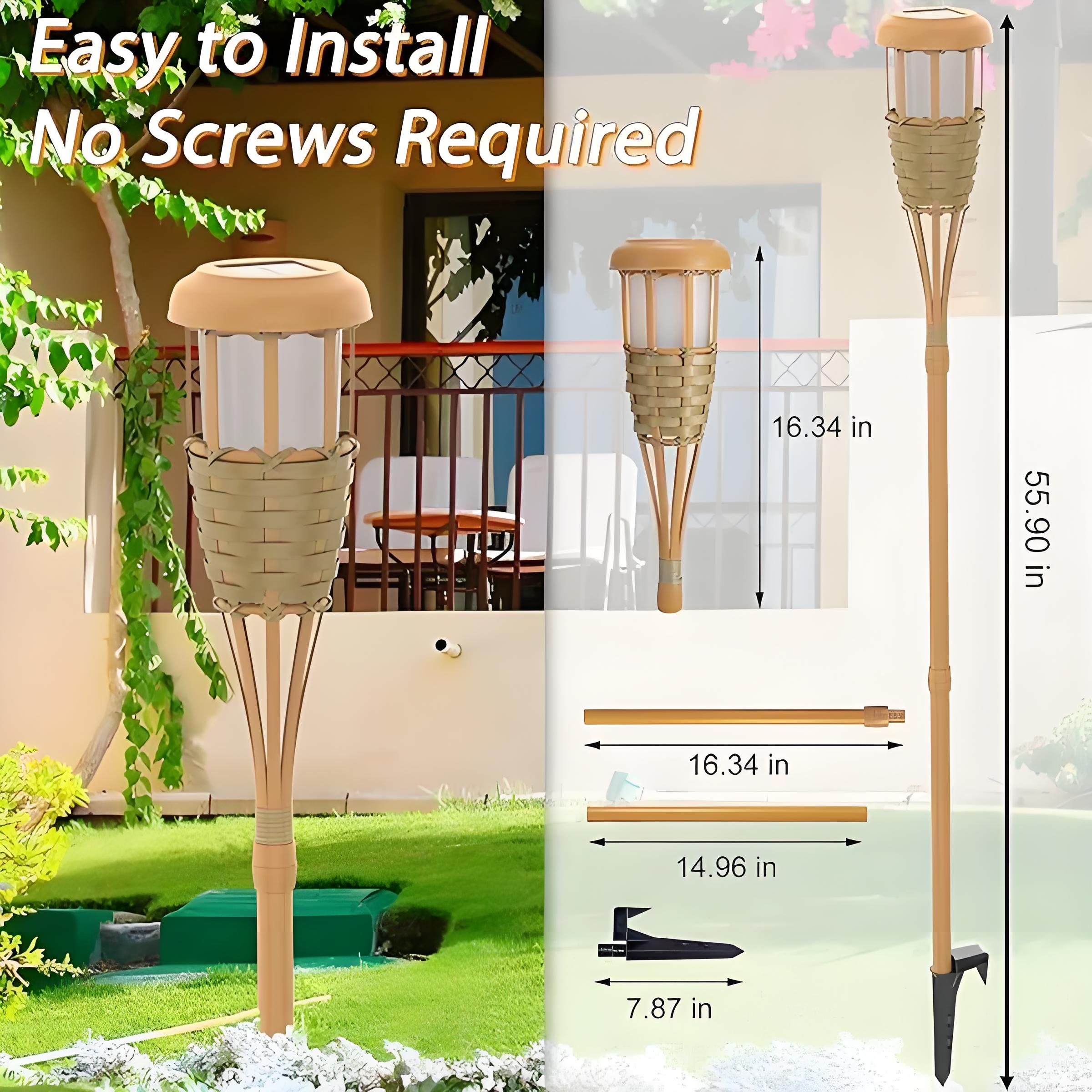 Solar lights outdoor flickeringflame, Outdoor Decorations for Patio Path Yard
