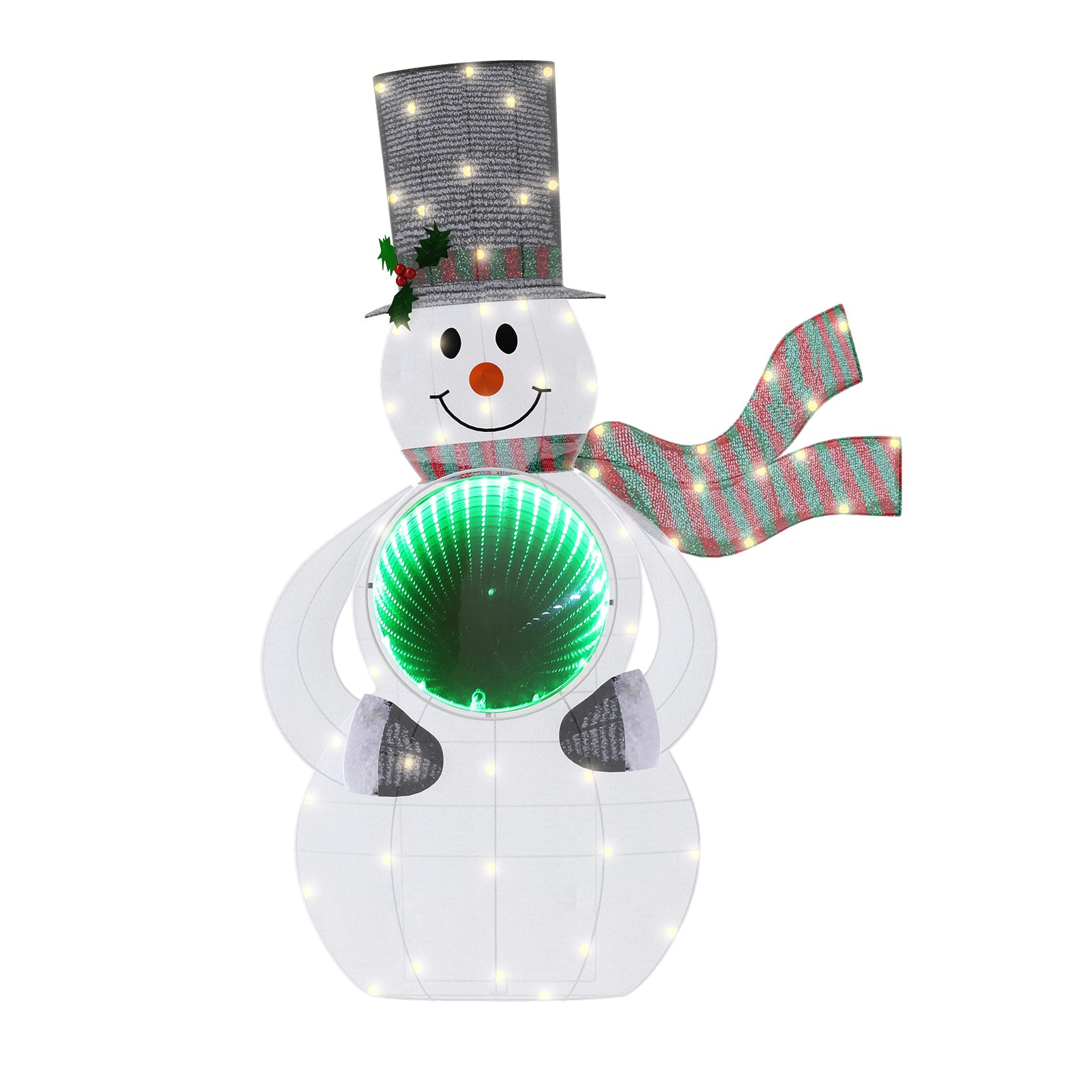 Quntis 3FT Light Up Snowman Christmas Decorations with 3D Infinity Mirror Tunnel, 56 LED Lights for Outdoor Indoor Yard, Lawn, Porch Holiday Decor