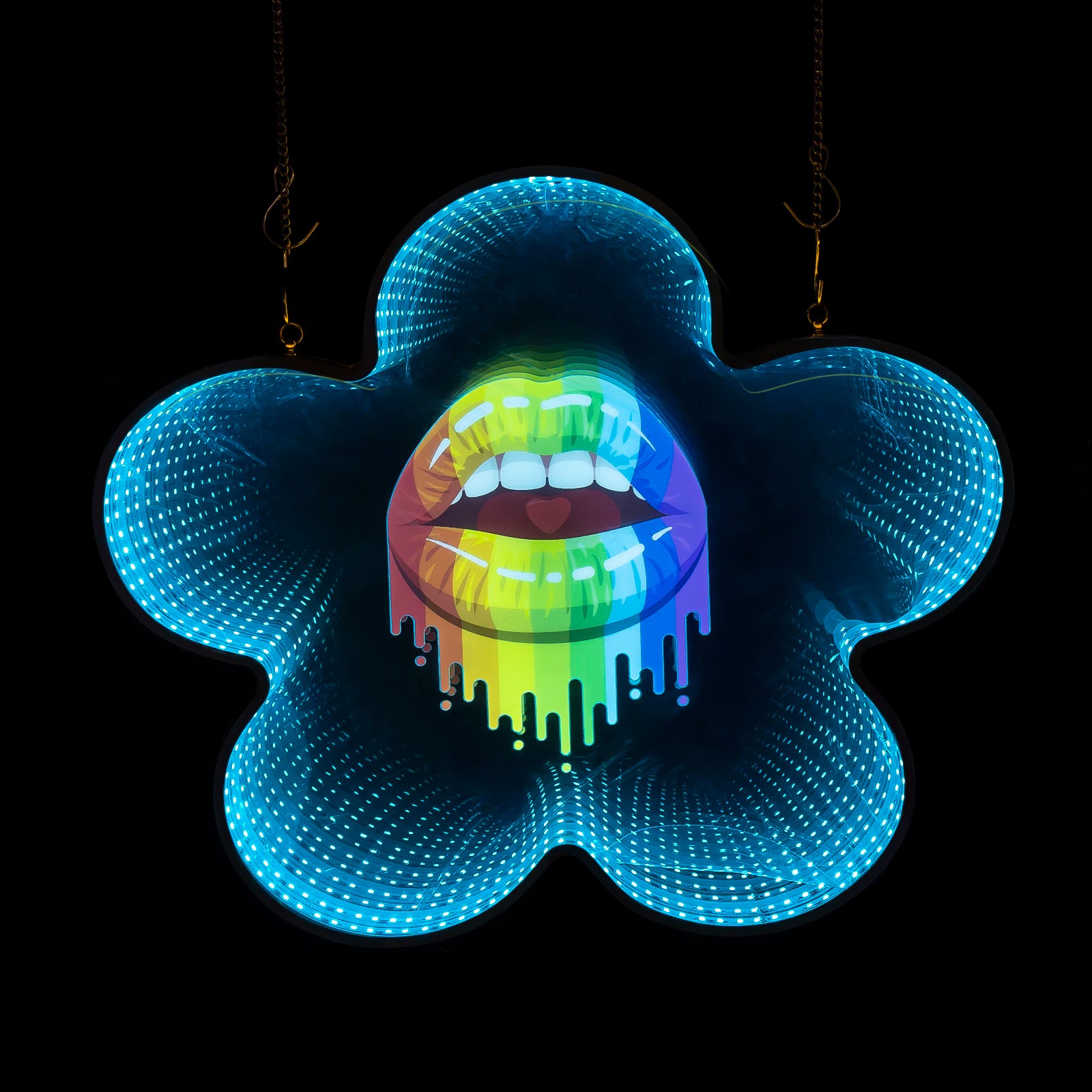Infinity Mirror Neon Lips 3D Sexy Lip Neon Sign, LED Wall Art for Bedroom, Bar, Game Room, Aesthetic Decor