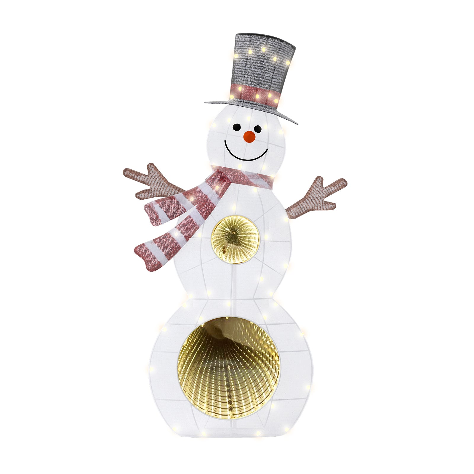 Quntis 3ft Lighted Christmas Snowman, 53LED with Infinity Mirror, 3D Glittered Xmas Yard Decor for Indoor & Outdoor Holiday Display