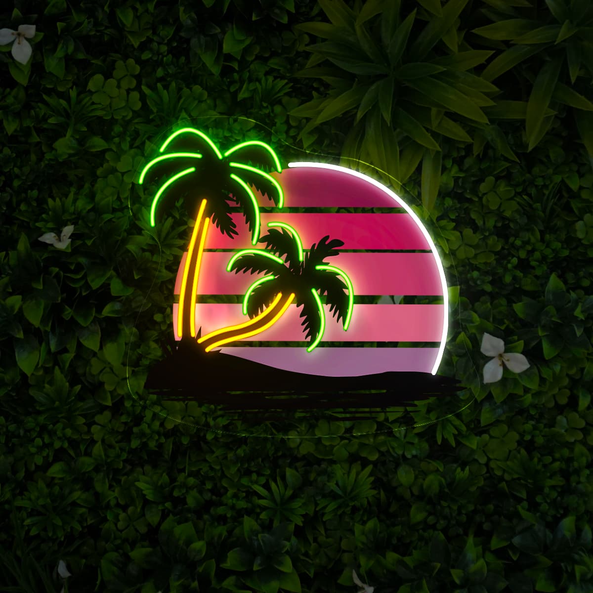[Quntis New Year Sale]Tropical Sunset Neon Sign – Palm Tree LED Decor for Beach Bars \u0026 Homes, 55cm | 21.6in, image size:1200x1200