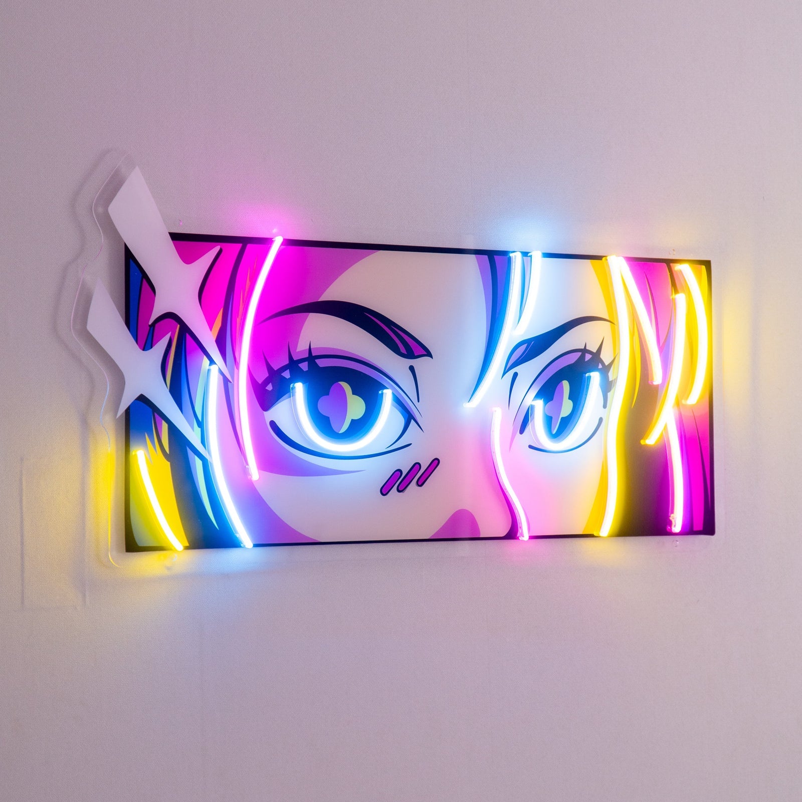 Letrero de Neón de Ojos de Anime: Toque Vibrante y Acentos Coloridos, Perfecto para Salas de Juegos, Dormitorios y Espacios Creativos