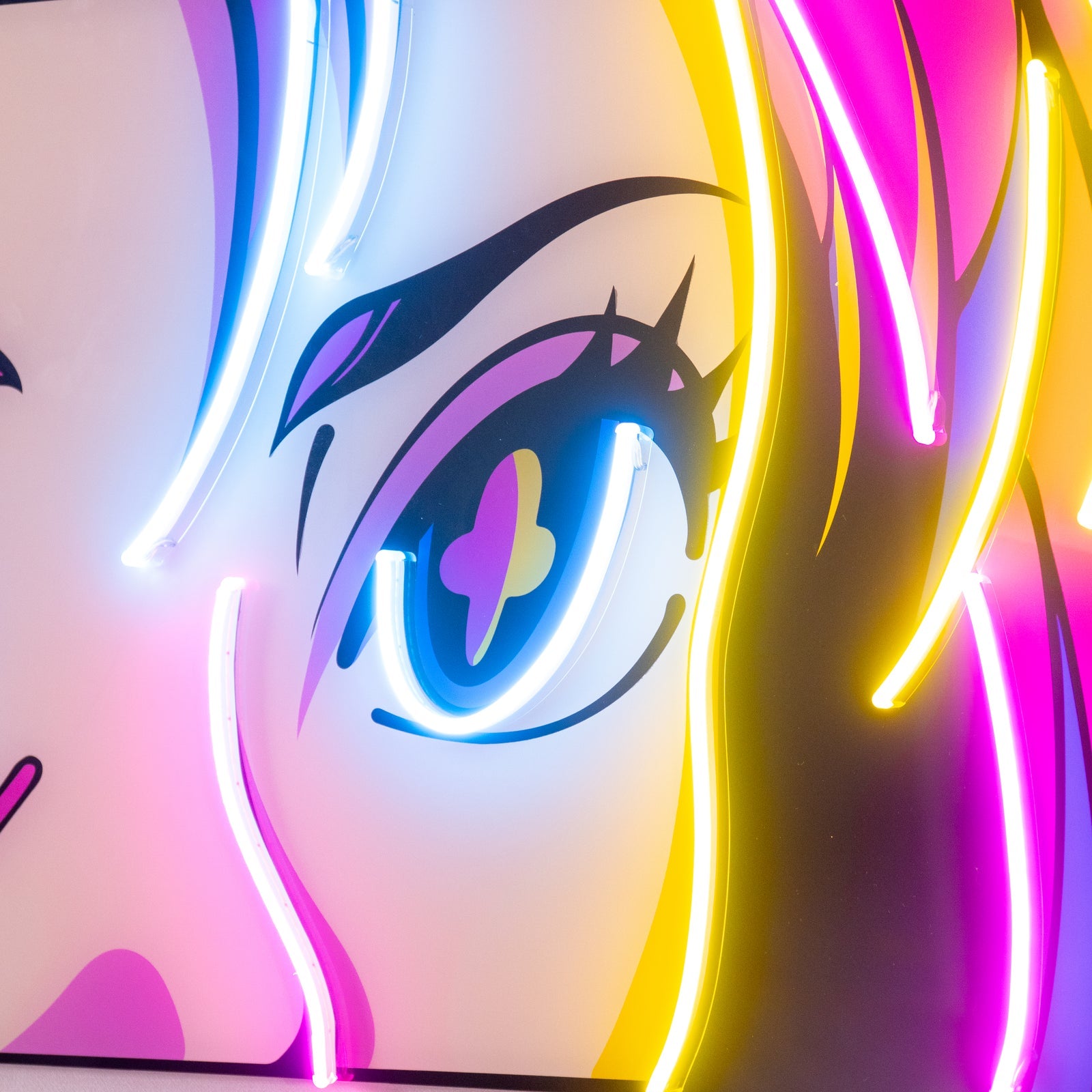 Letrero de Neón de Ojos de Anime: Toque Vibrante y Acentos Coloridos, Perfecto para Salas de Juegos, Dormitorios y Espacios Creativos