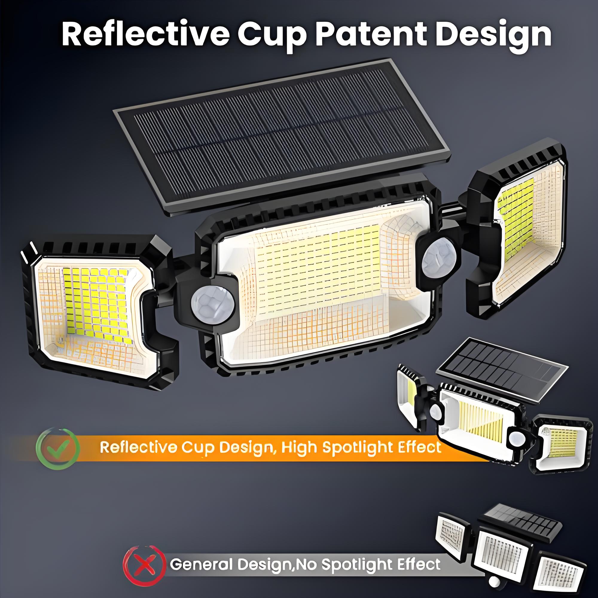 180° Super Weitwinkel Einstellbare 3 Köpfe Solar Sicherheitslichter Außen IP65 Wasserdichtes Licht