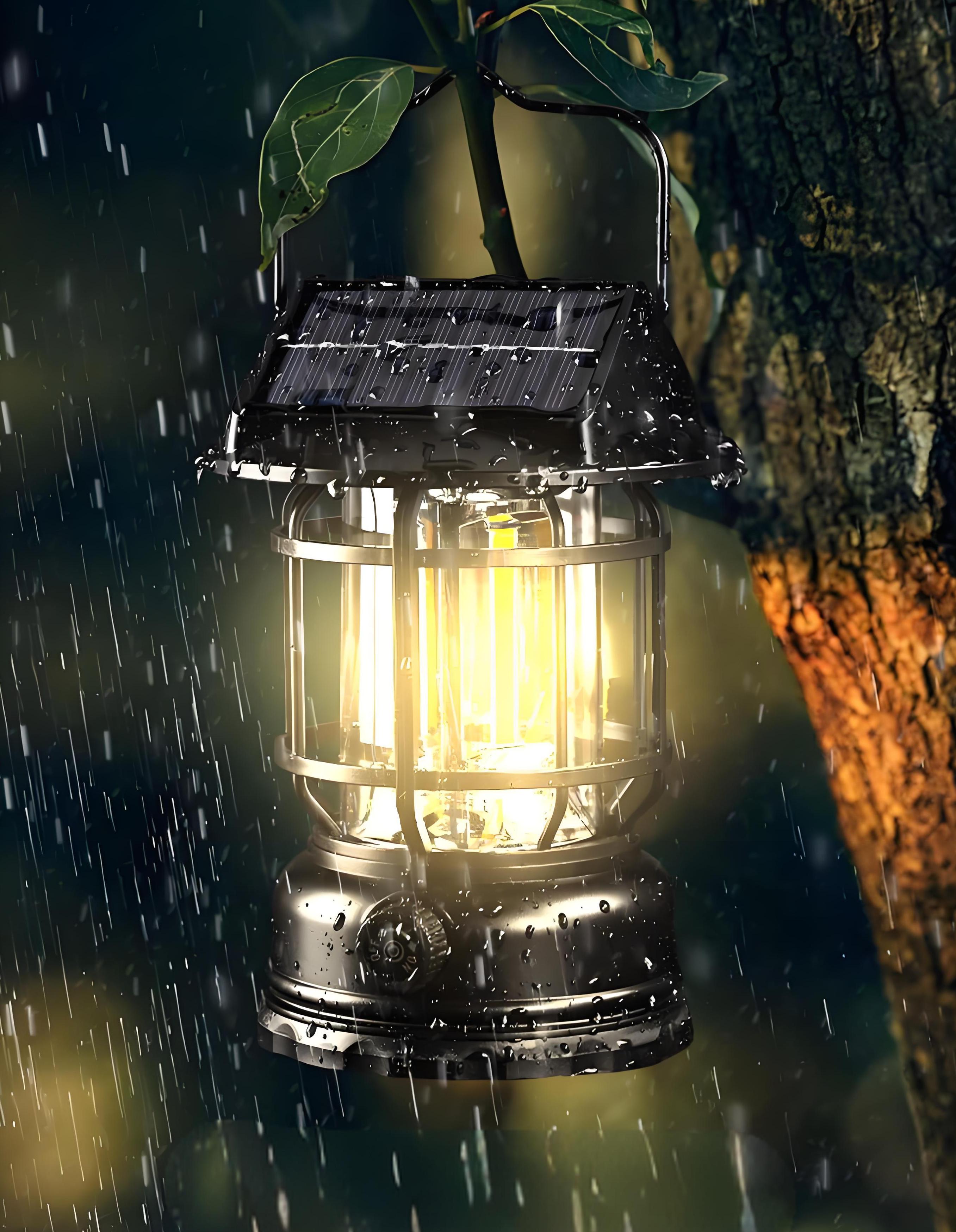 Portable High-Capacity Camping Lantern – Solar & Type-C Rechargeable Outdoor Light Multifunctional LED Camping Light – High Capacity, Solar & Type-C Charging for Outdoor Use