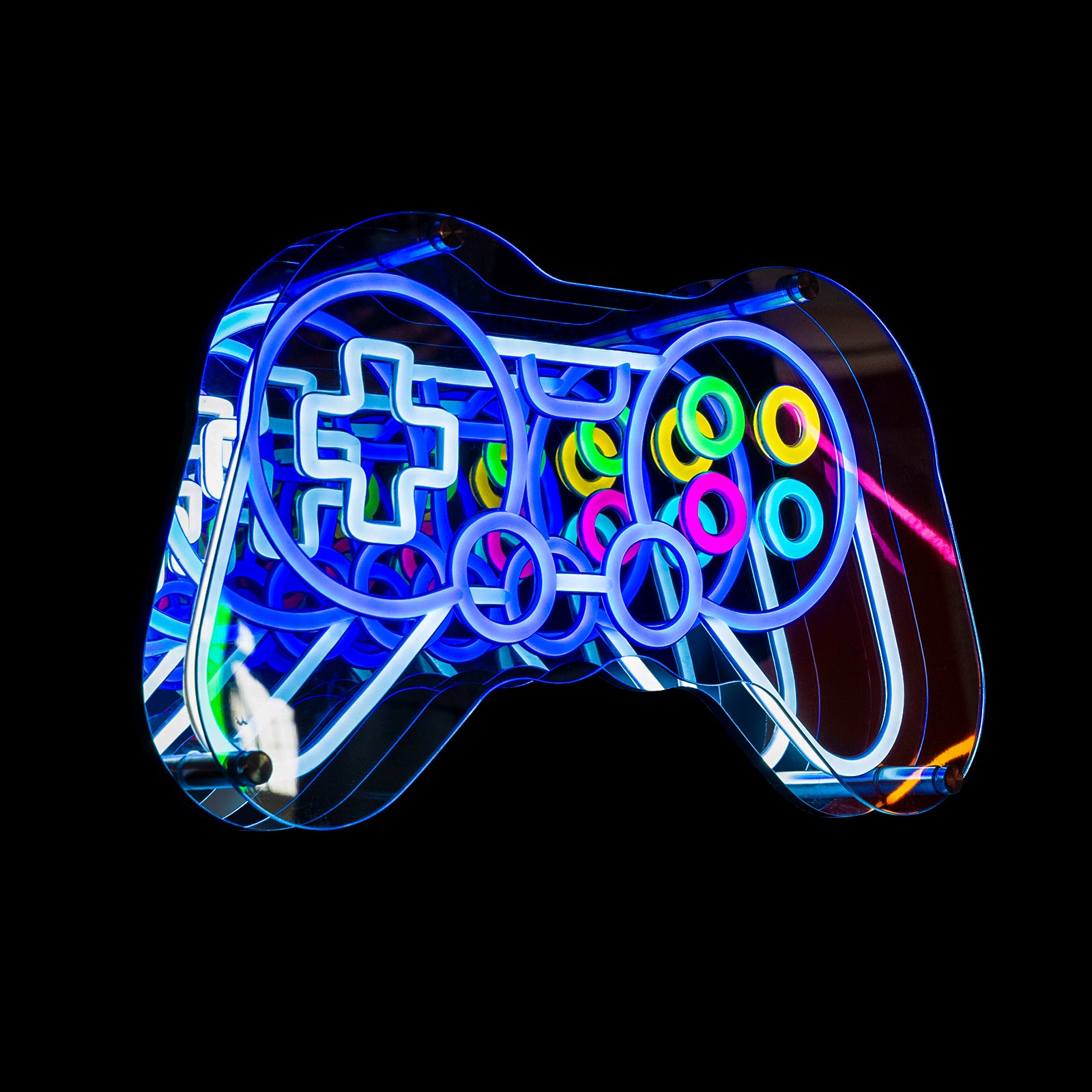 Infinity Mirror Neon Game Controller 3D LED Gaming Sign, Cool Wall Decor for Game Room & Esports Setup