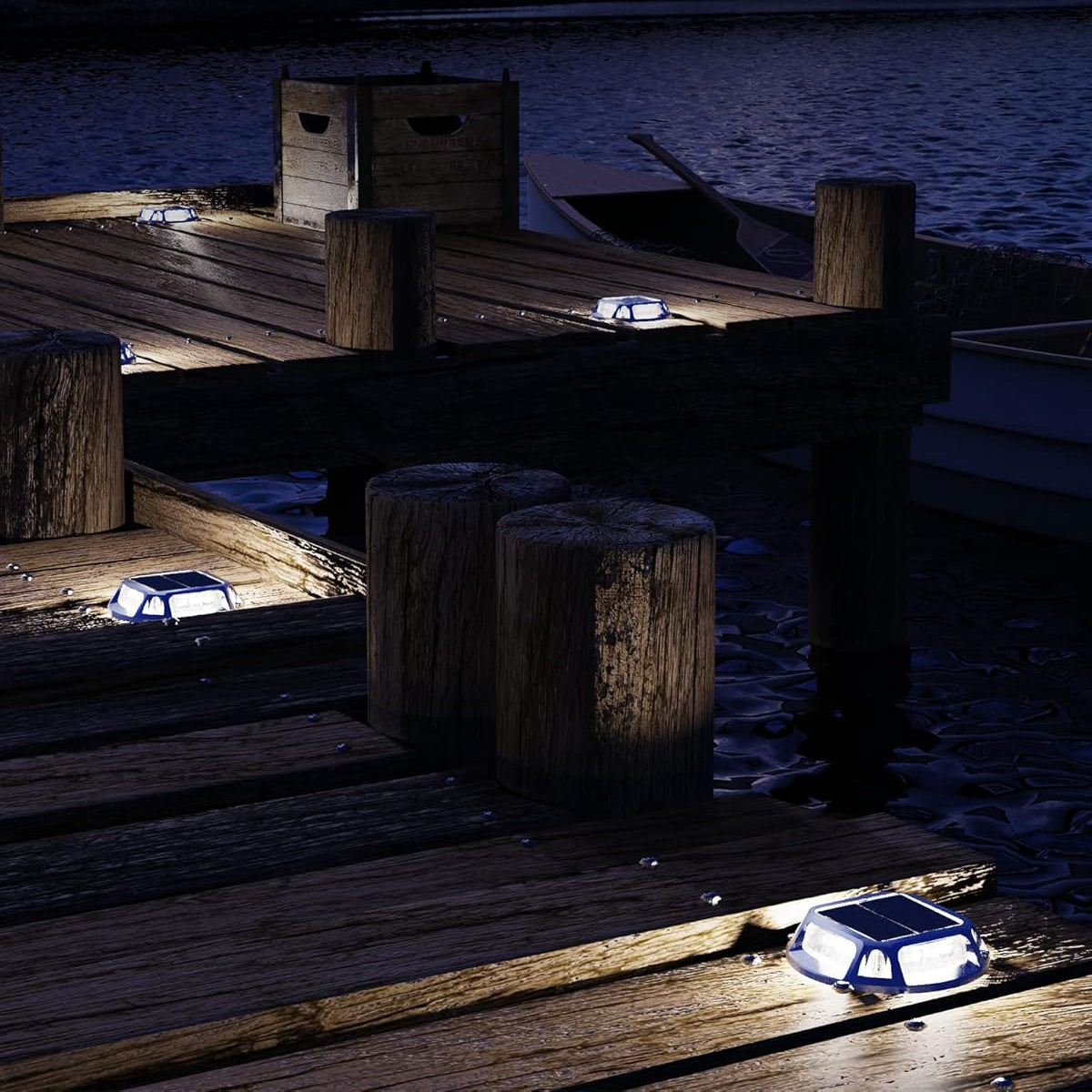 Quntis IP68 Warm White&Cool White Solar Deck & Pathway Lights – Waterproof LED Step Lights with Dusk-to-Dawn Auto On/Off, Perfect For Stairs, Fence, Patio & Walkways