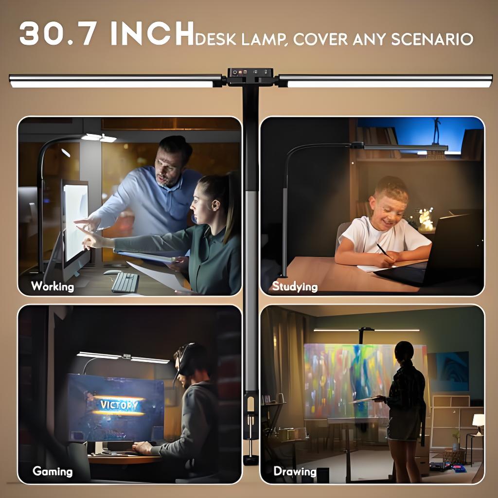 LED Bildschirm Linear Schreibtisch Fold Pro, Doppelkopf Architekten Schreibtischlampe mit Klemme (30,7 Zoll)