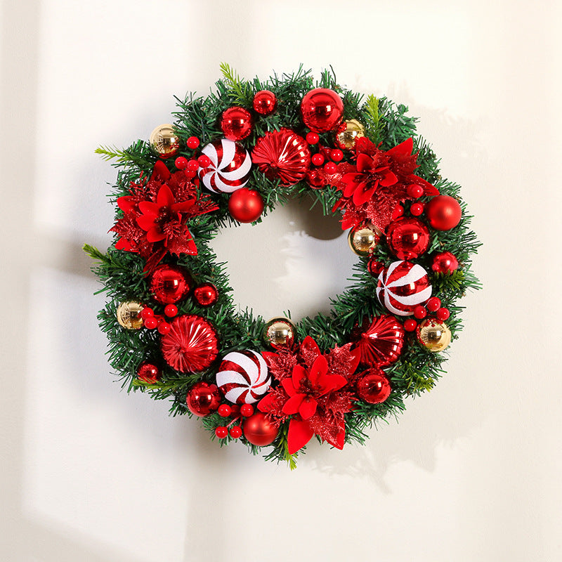 Corona de Navidad LED de 16 pulgadas con luces - Decoración navideña roja a pilas