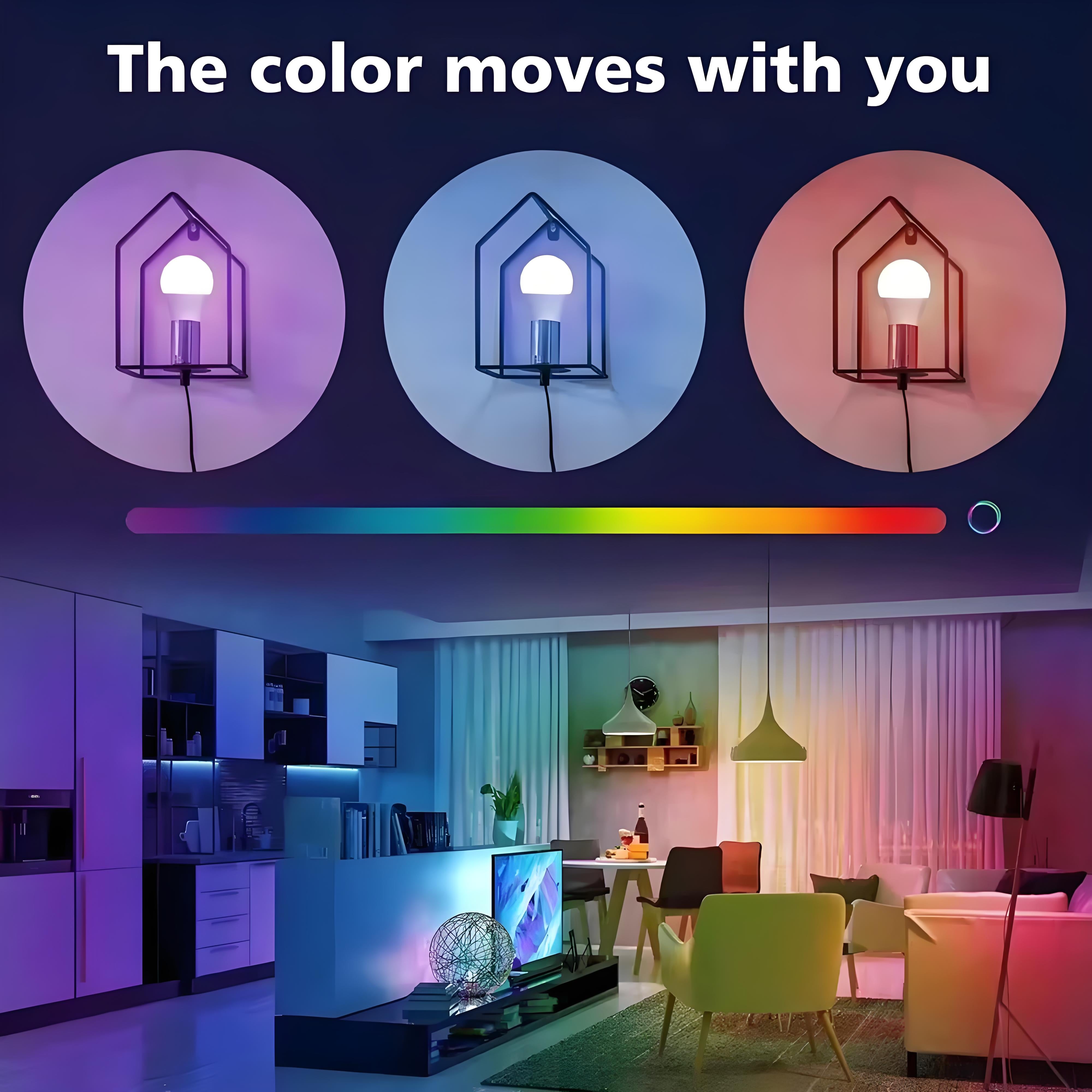 E27 RGB LED Bulb (1Pack)– Color-Changing Smart Light with Remote, Energy-Saving Ambient Globe Lamp (Plastic & Aluminum Housing)