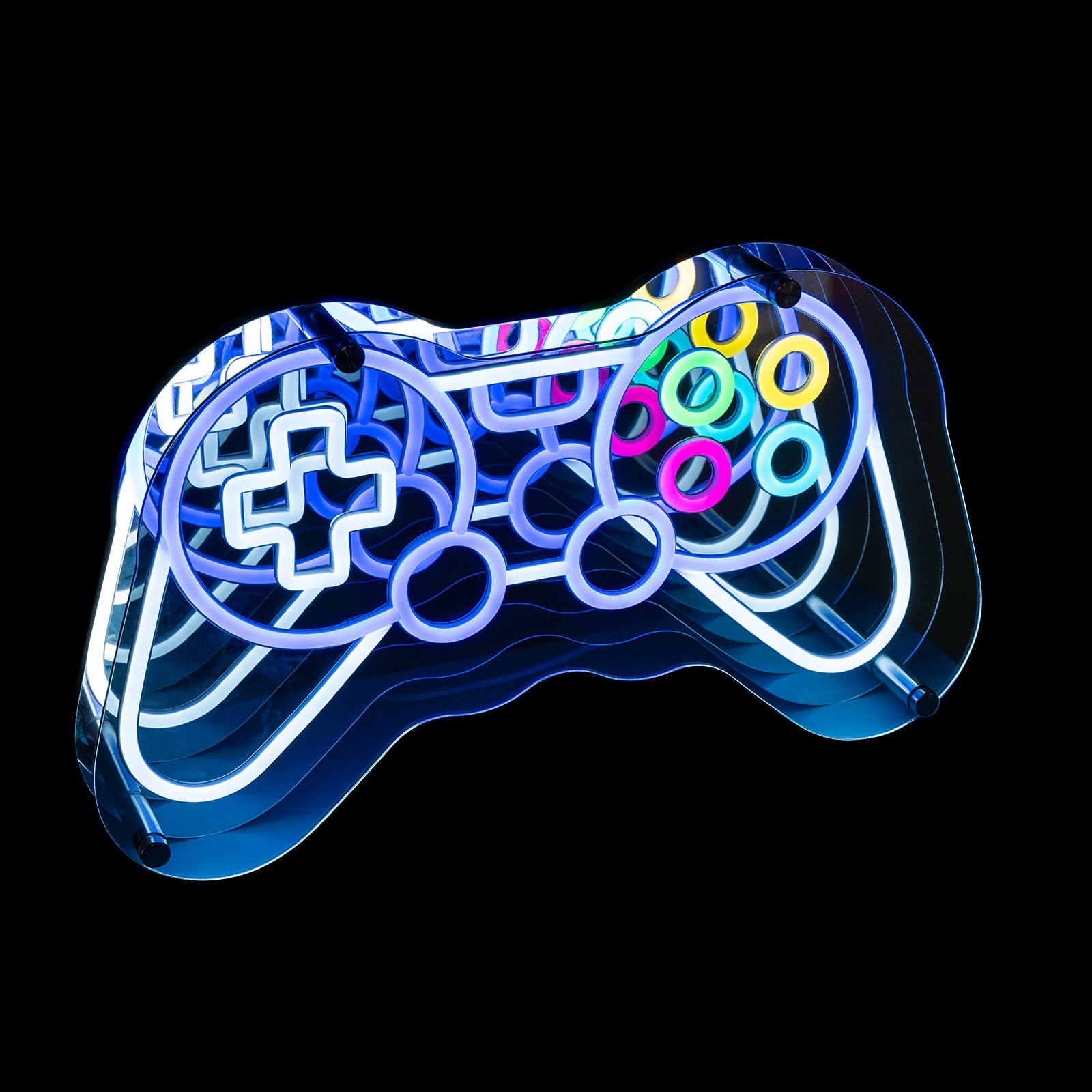 Infinity Mirror Neon Game Controller 3D LED Gaming Sign, Cool Wall Decor for Game Room & Esports Setup