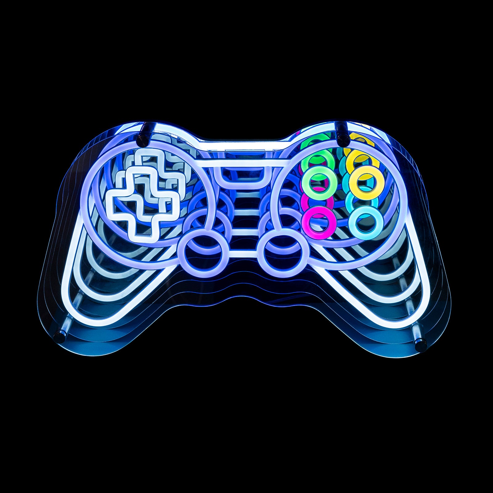 Infinity Mirror Neon Game Controller 3D LED Gaming Sign, Cool Wall Decor for Game Room & Esports Setup
