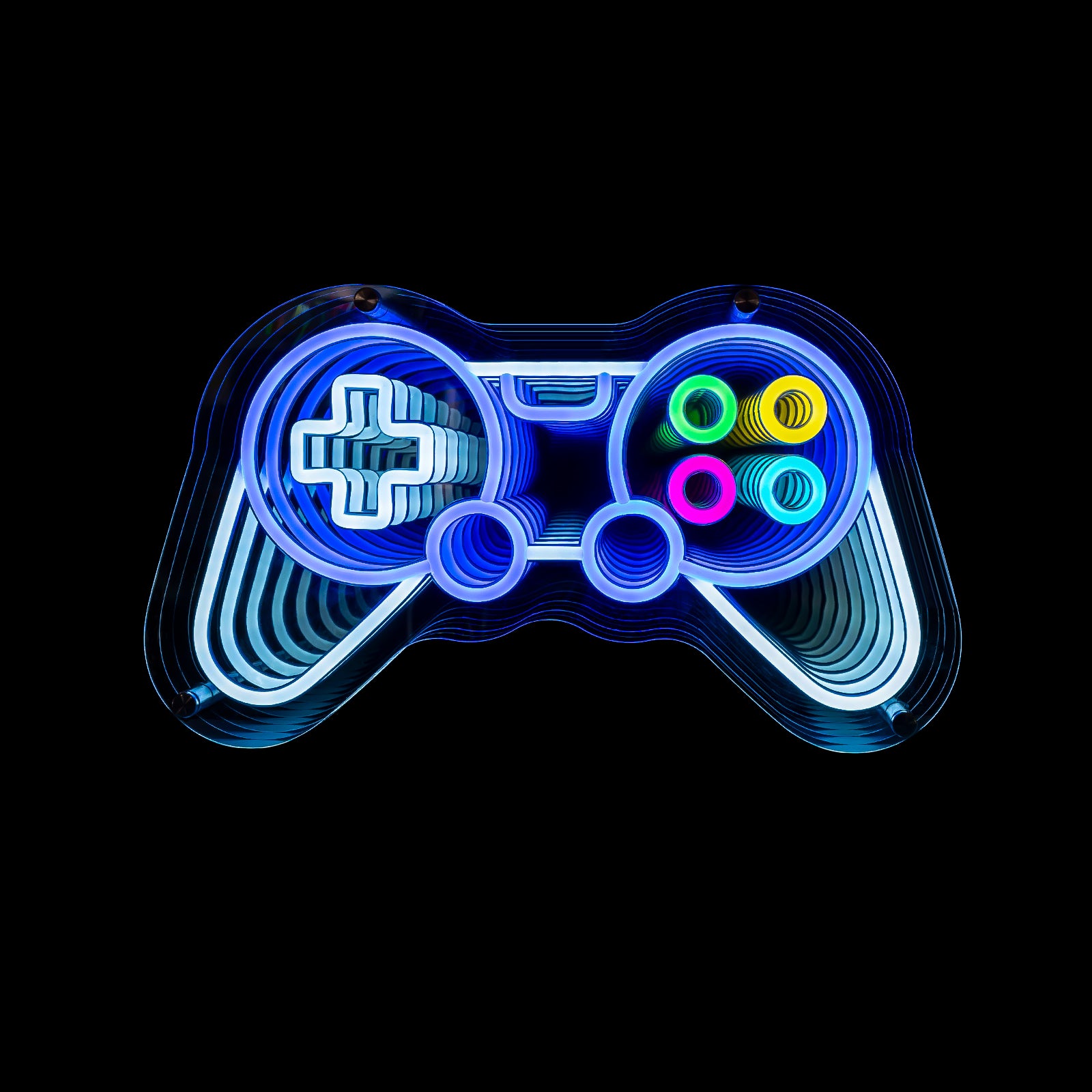 Infinity Mirror Neon Game Controller 3D LED Gaming Sign, Cool Wall Decor for Game Room & Esports Setup