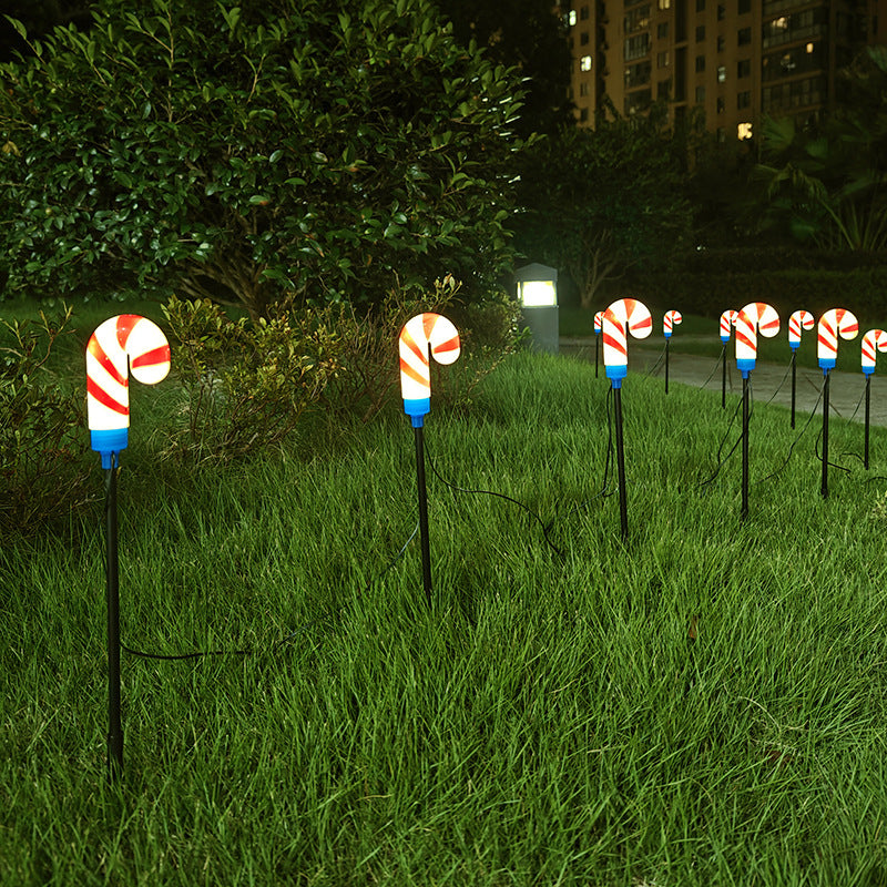 Solar-Powered Candy Cane Christmas Lights – Outdoor Garden & Yard LED Stake Lights, 1-to-10 Christmas Ground Stake Set, Holiday Patio Decor