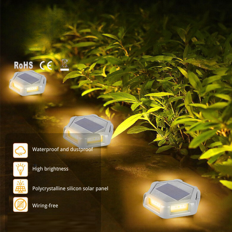 (4 Pack)New Solar Ground Lights – IP65 Waterproof Outdoor Garden, Lawn & Stair Step Lights