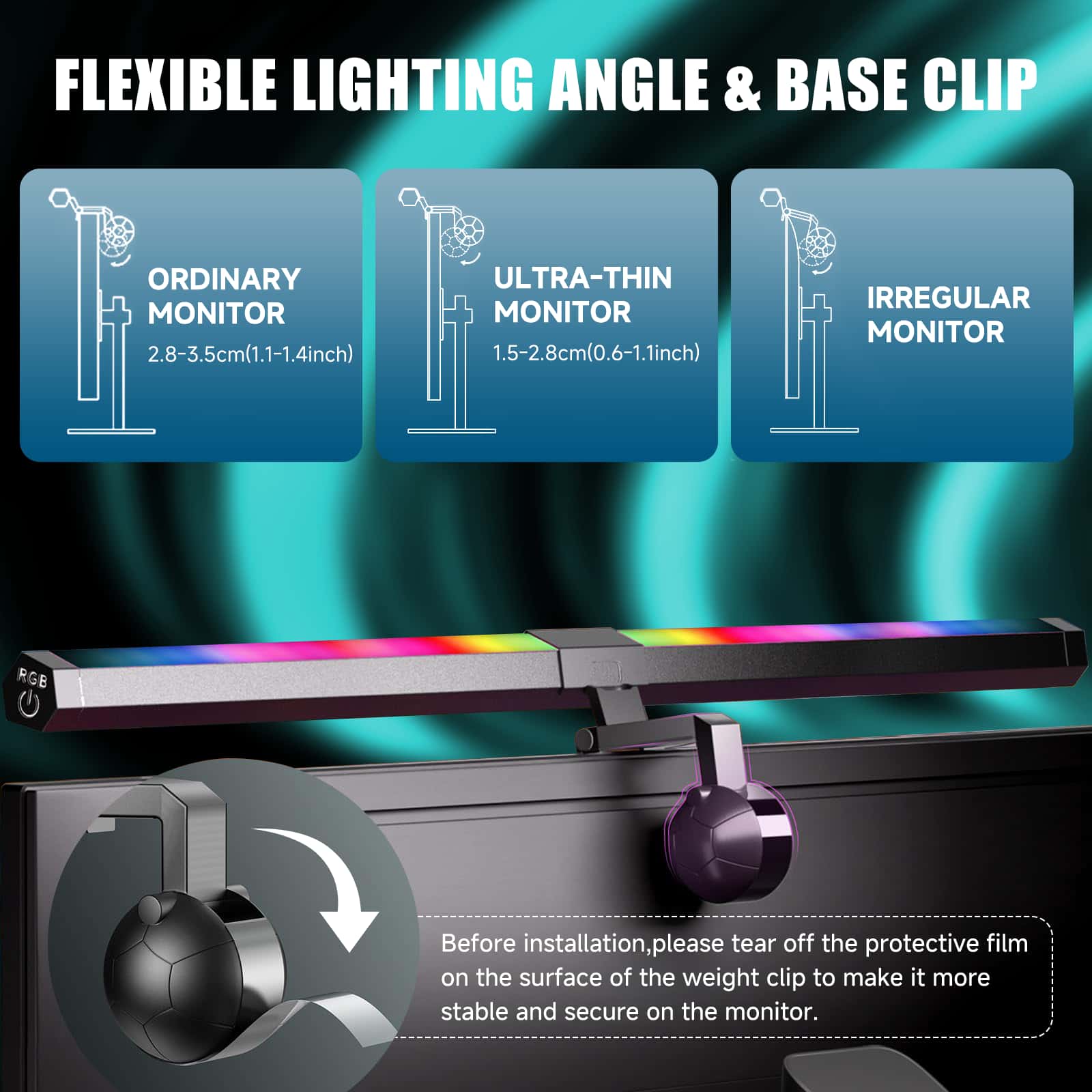 LED ScreenLinear Basic RGB,Eye-Care Dual Light Monitor Light Bar For Gaming (15.7Inch)