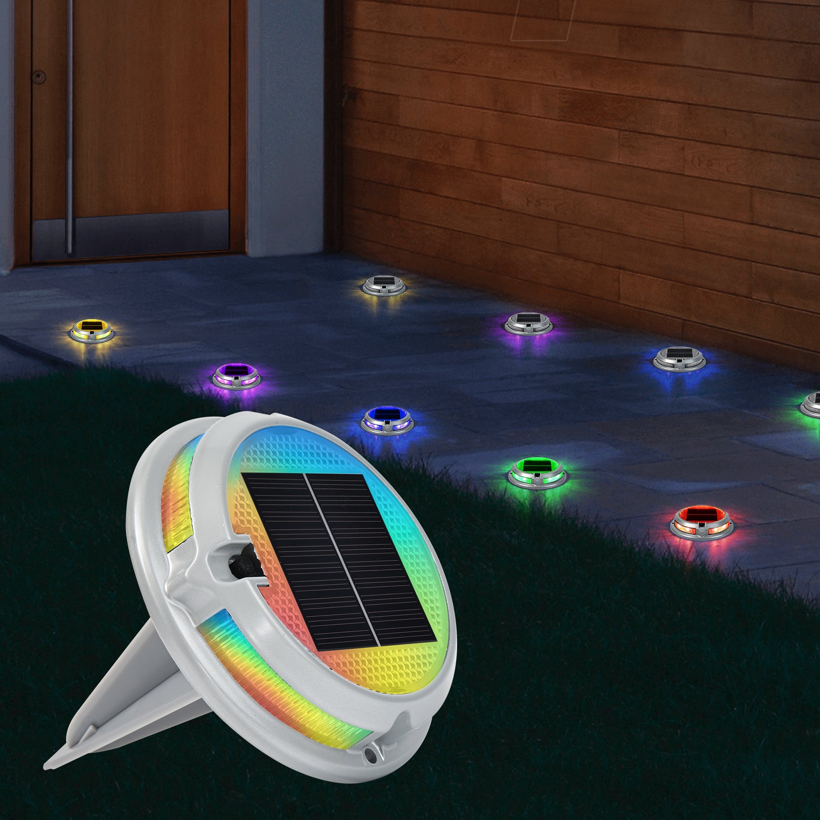 Solar Deck Lights – RGB wasserdichte IP68 Außen-LED-Lichter für Wege & Garten