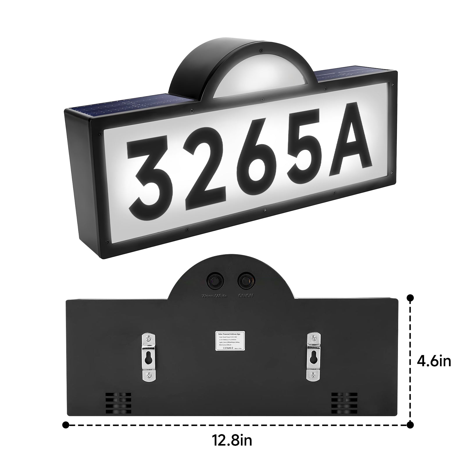 Quntis Panneaux de Numéro de Maison Illuminés à LED Étanches Alimentés par Solaire 3 Couleurs