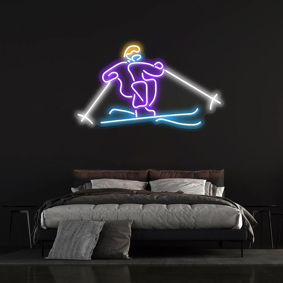 Cartel de Nieve Neón, Apres Ski, Gafas de Esquí, Cartel Personalizado de Apres Ski, Decoración de Pared de Esquí, Regalo para Esquiador