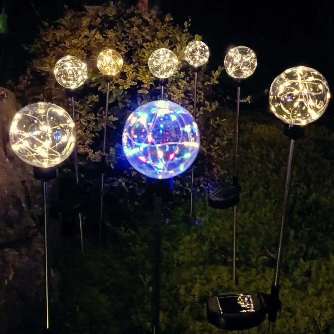 Glowing Copper Wire Lawn Lights – Solar-Powered Garden Stake Lights for Villa, Patio & Outdoor Decor, Decorative LED Ball Christmas Stake Lights, 1 Piece