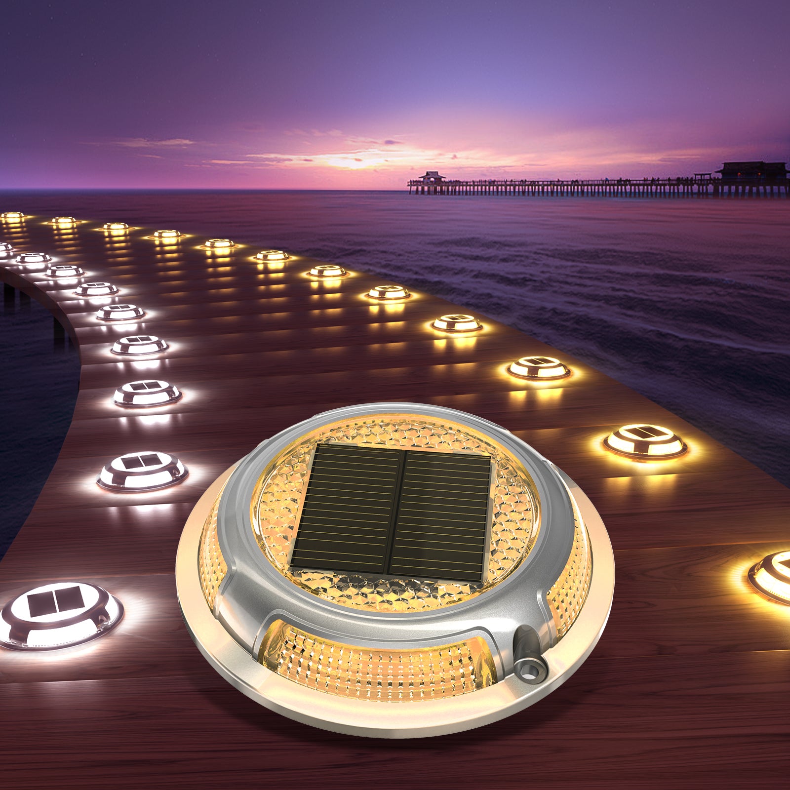 Quntis Solar Deck Lights, IP68 Waterproof Outdoor Ground Lights, Heavy