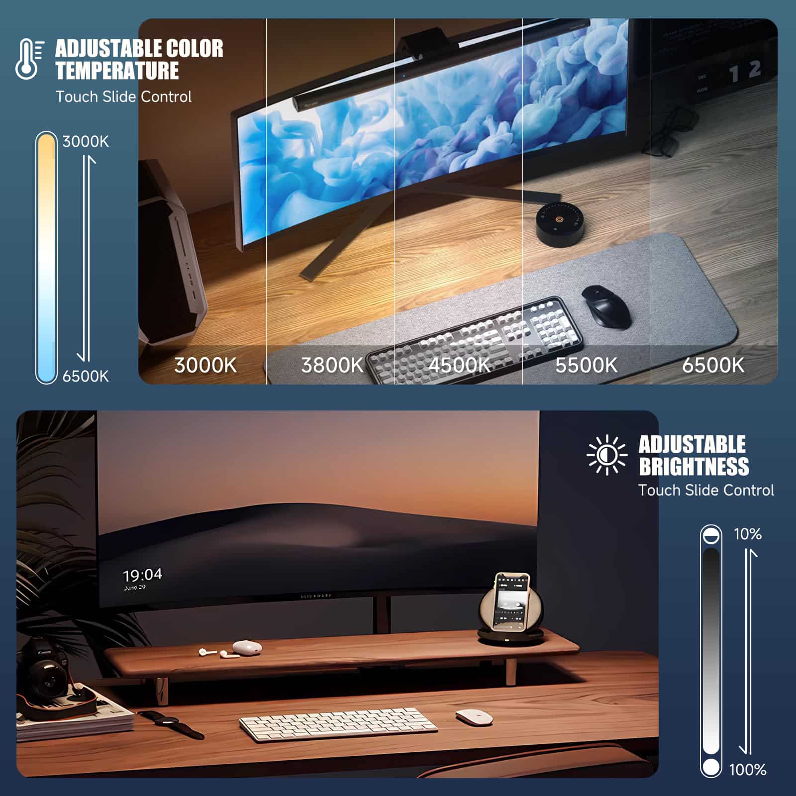 LED Bildschirm Linear Classic, Monitor Lichtleiste für gebogene Monitore/Kamerabasis (15,7 Zoll)