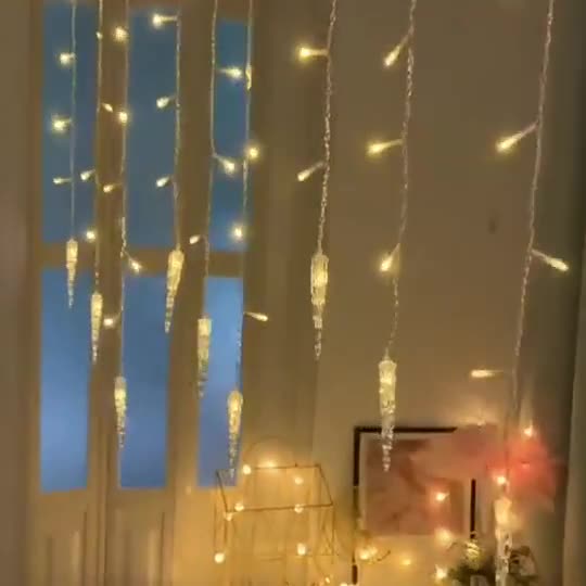 Quntis أضواء الثلج المتدلية LED 5M - 36 خيط، أضواء ستارة مقاومة للماء للتوصيل الخارجي لزينة عيد الميلاد والعطلات