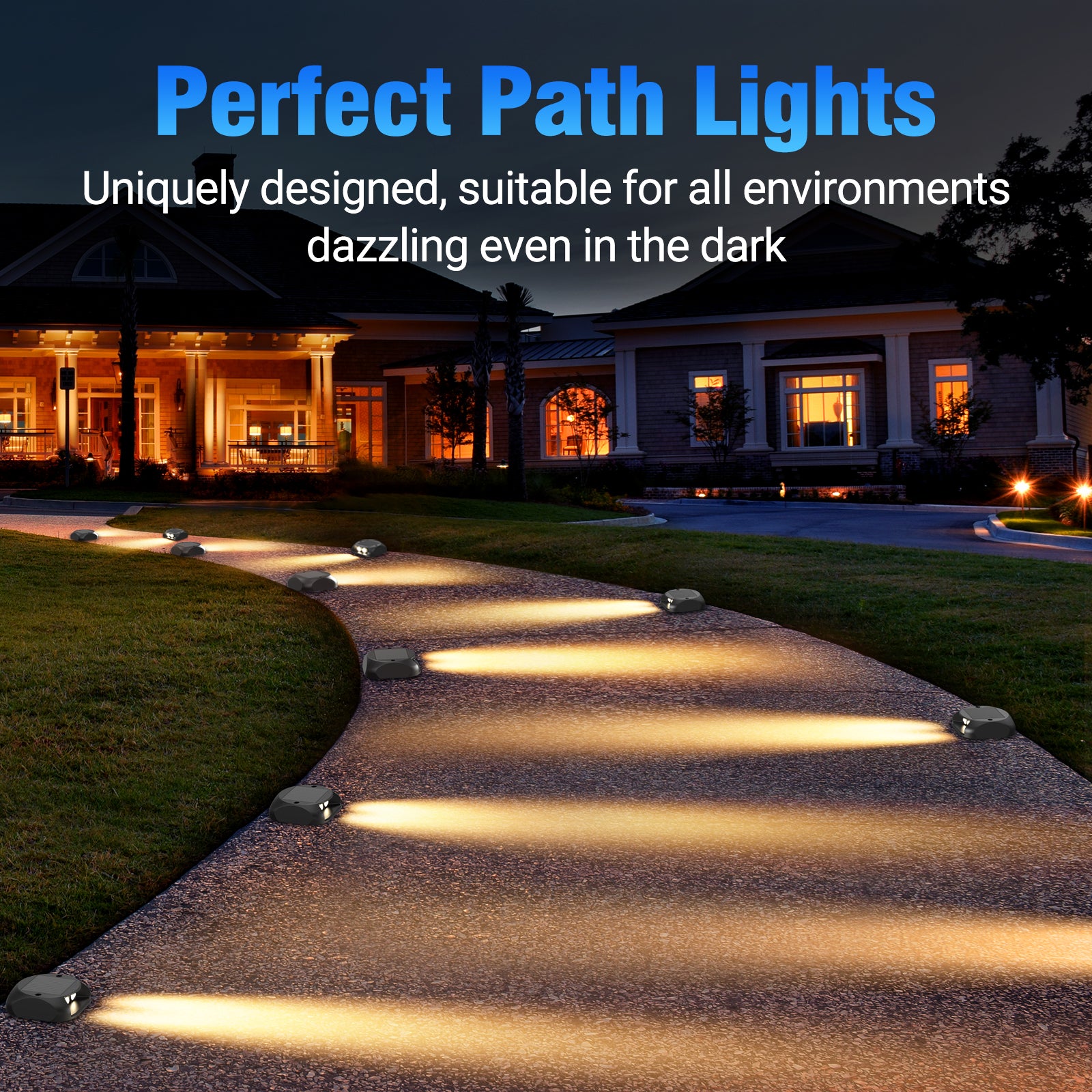 Quntis Solar Deck Lights, IP65 Waterproof Warm White Dusk to Dawn Outdoor Ground Lights for Deck, Step & Pathway