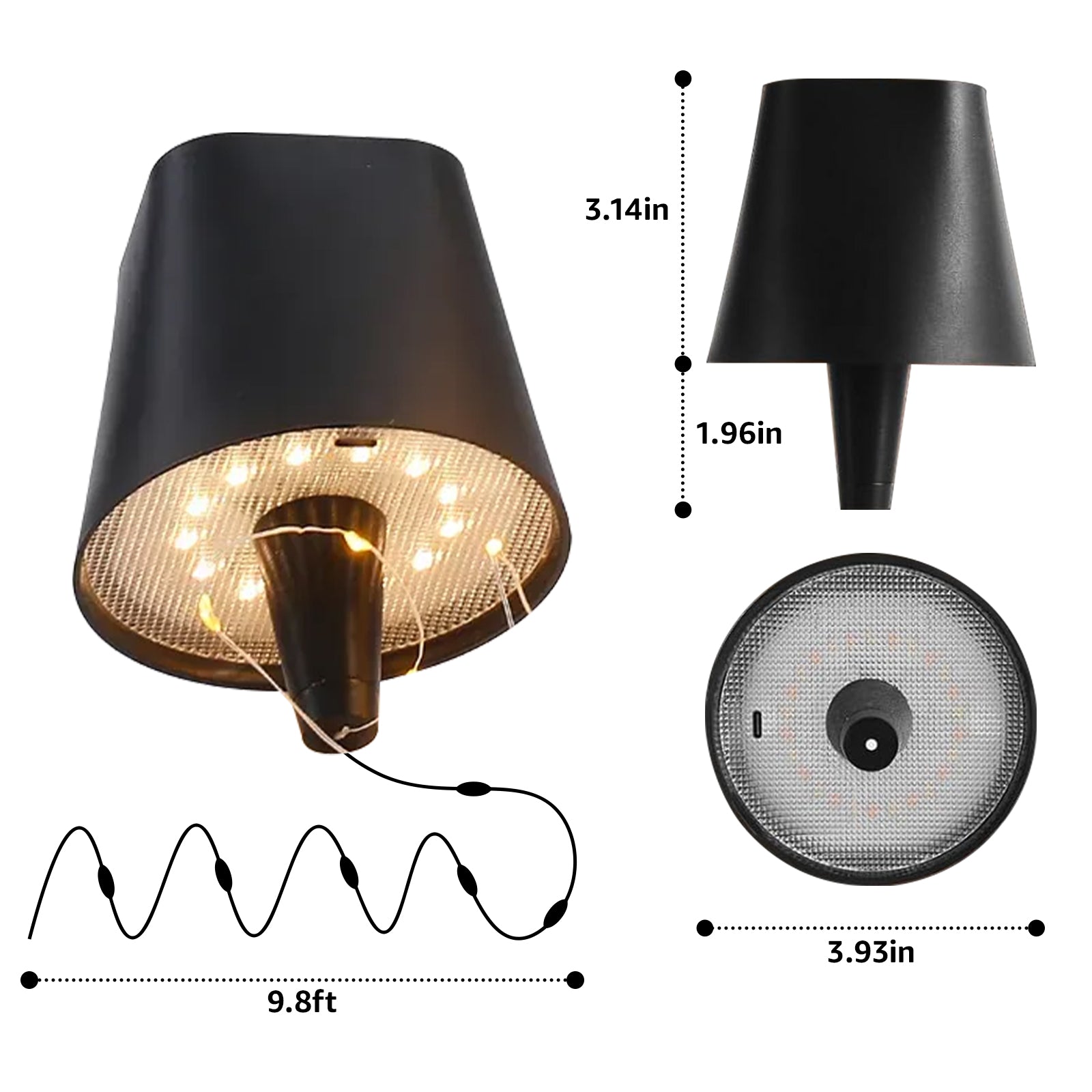 Quntis Cordless Bottle Lamp, Rechargeable LED Wine Bottle Light, Touch Bottle Table Lamp with 2M 40 LED Copper Wire, 3 Color Temperatures Dimming Dining Bar Light for Bedrooms Restaurants Bars