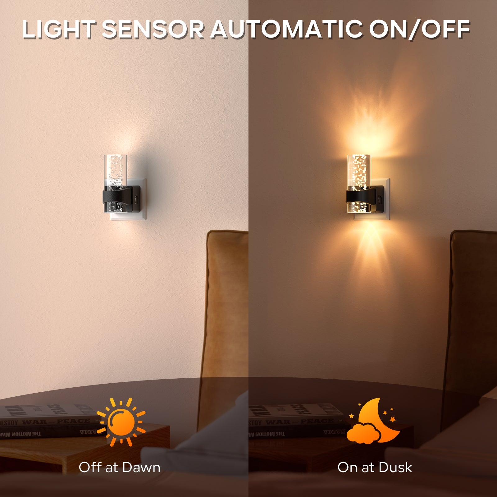 2-Pack Circular Crystal Bubble Lamps: Eye-Care Soft Lighting, Sleek Black Base for Bedroom & Hallway