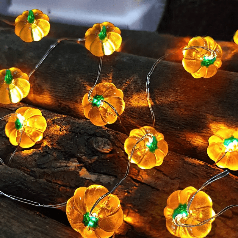 Quntis 3M 30-LED Pumpkin String Lights – 8-Mode Battery Operated Halloween Fairy Lights for Indoor/Outdoor Holiday & Party Decoration
