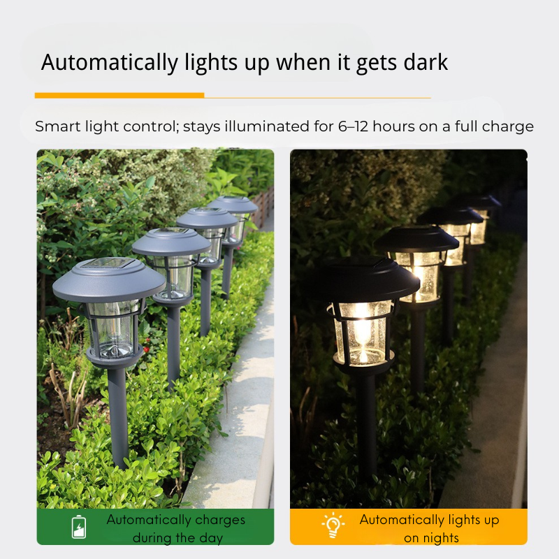 Outdoor Solar Stake Light – Warm White LED, IP65 Waterproof, Clear Glass & Aluminum Housing