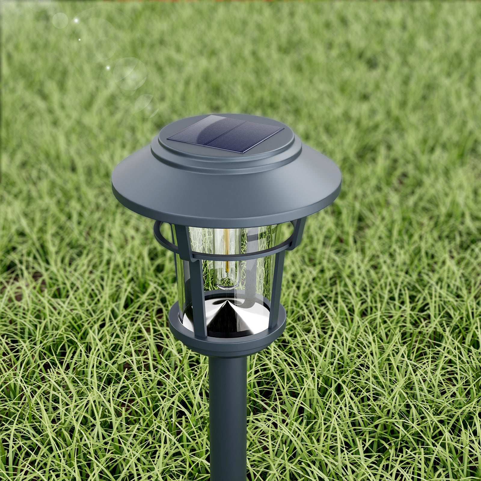 Outdoor Solar Stake Light – Warm White LED, IP65 Waterproof, Clear Glass & Aluminum Housing