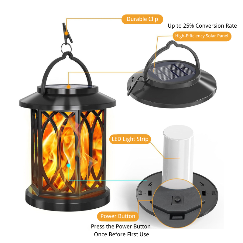 3-in-1 Solar Flame Lantern – Outdoor Hanging,Ground Stake & Camping Light,Waterproof Flickering Torch for Garden, Patio, Pathway