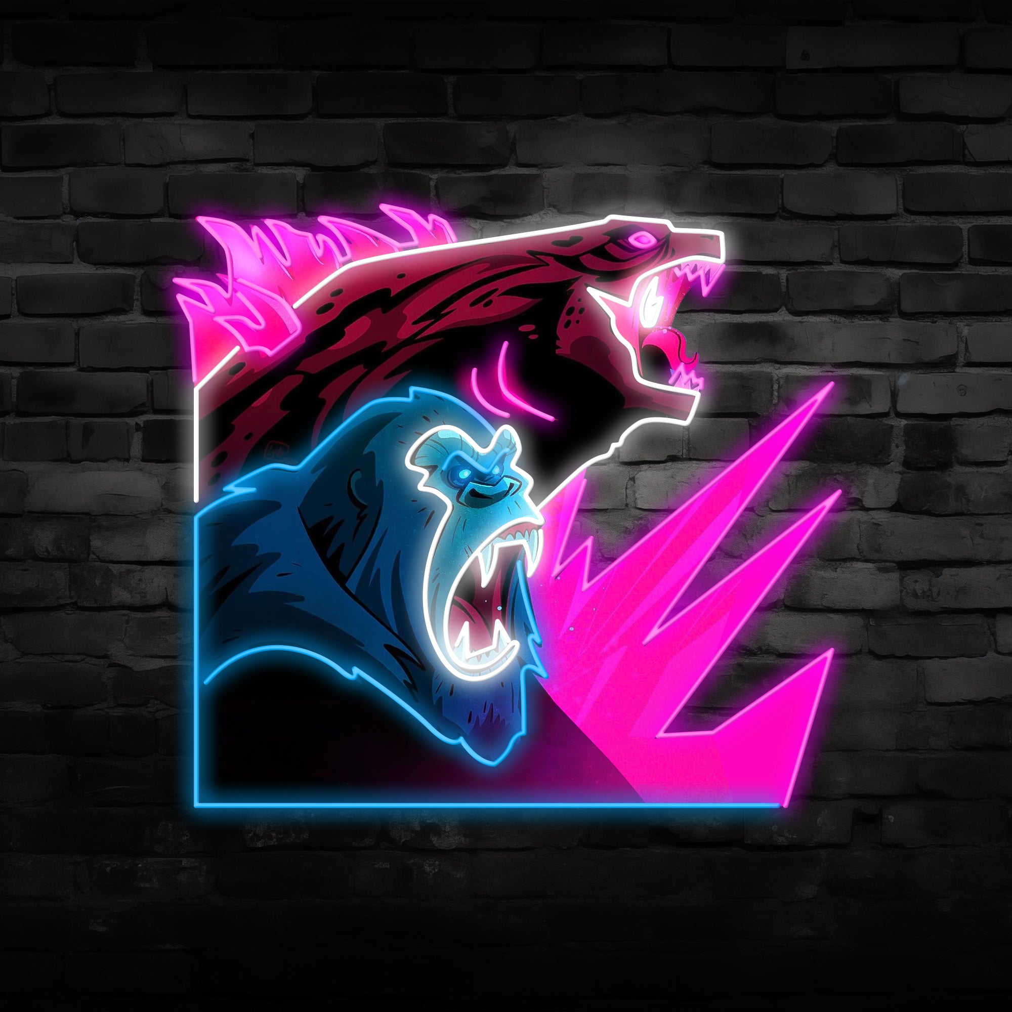 "Together, We Fight" Neon Sign, Godzilla x Kong LED Neon Light, Parties, Movie Fans, Collectors, Perfect Christmas Gift, Room Decor, Movie Merchandise