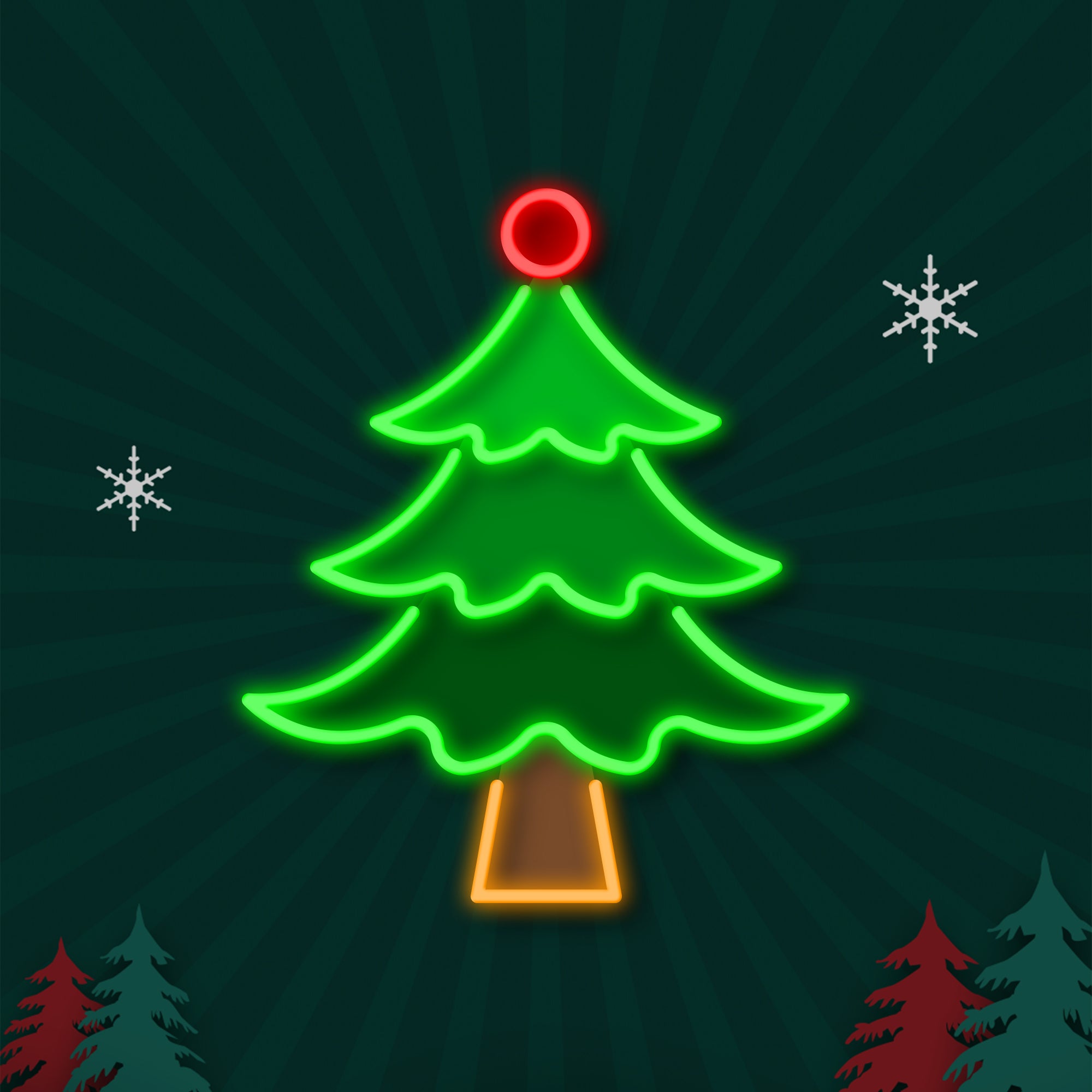 Luz de Navidad de Neón - Decoración de Árbol de Navidad Brillante Colgante, Árbol de Navidad Neón Festivo para Exhibición en Pared