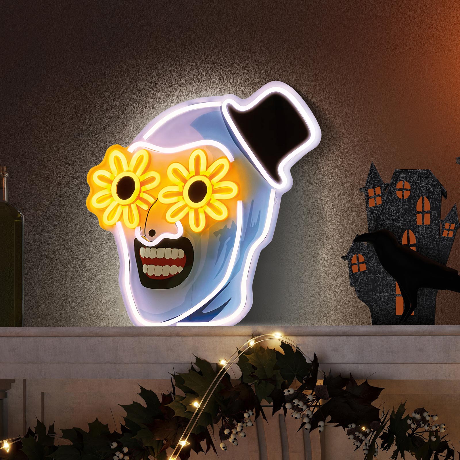 Art the Clown Neon LED Light Terrifier Horror Neon Sign, Dimmable & Multi-Mode Halloween Decor, Wall-Mounted or Freestanding Light for Living Rooms, Cafes, and Creative Spaces