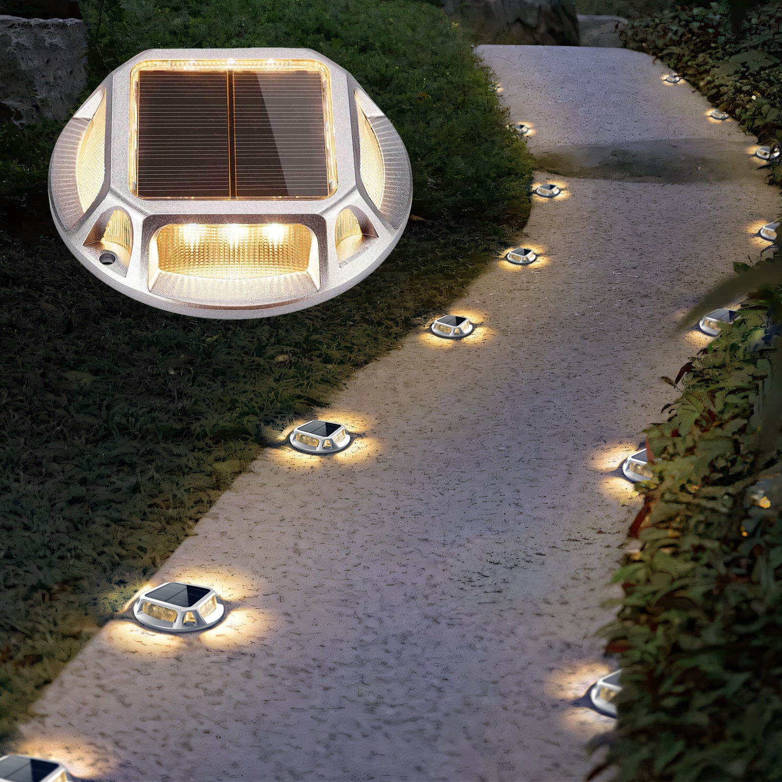 Quntis IP68 Warm White&Cool White Solar Deck & Pathway Lights – Waterproof LED Step Lights with Dusk-to-Dawn Auto On/Off, Perfect For Stairs, Fence, Patio & Walkways