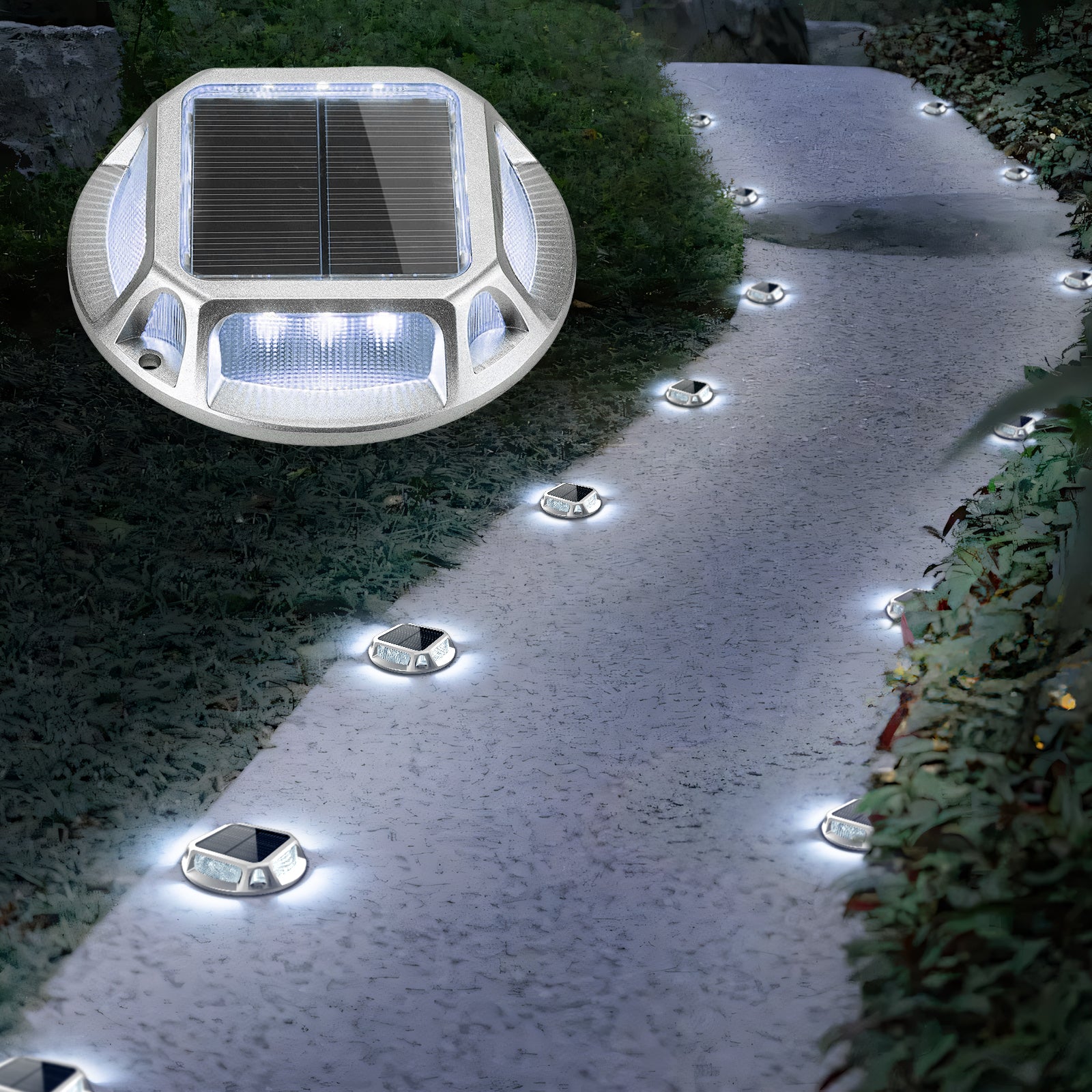 Quntis IP68 Warm White&Cool White Solar Deck & Pathway Lights – Waterproof LED Step Lights with Dusk-to-Dawn Auto On/Off, Perfect For Stairs, Fence, Patio & Walkways