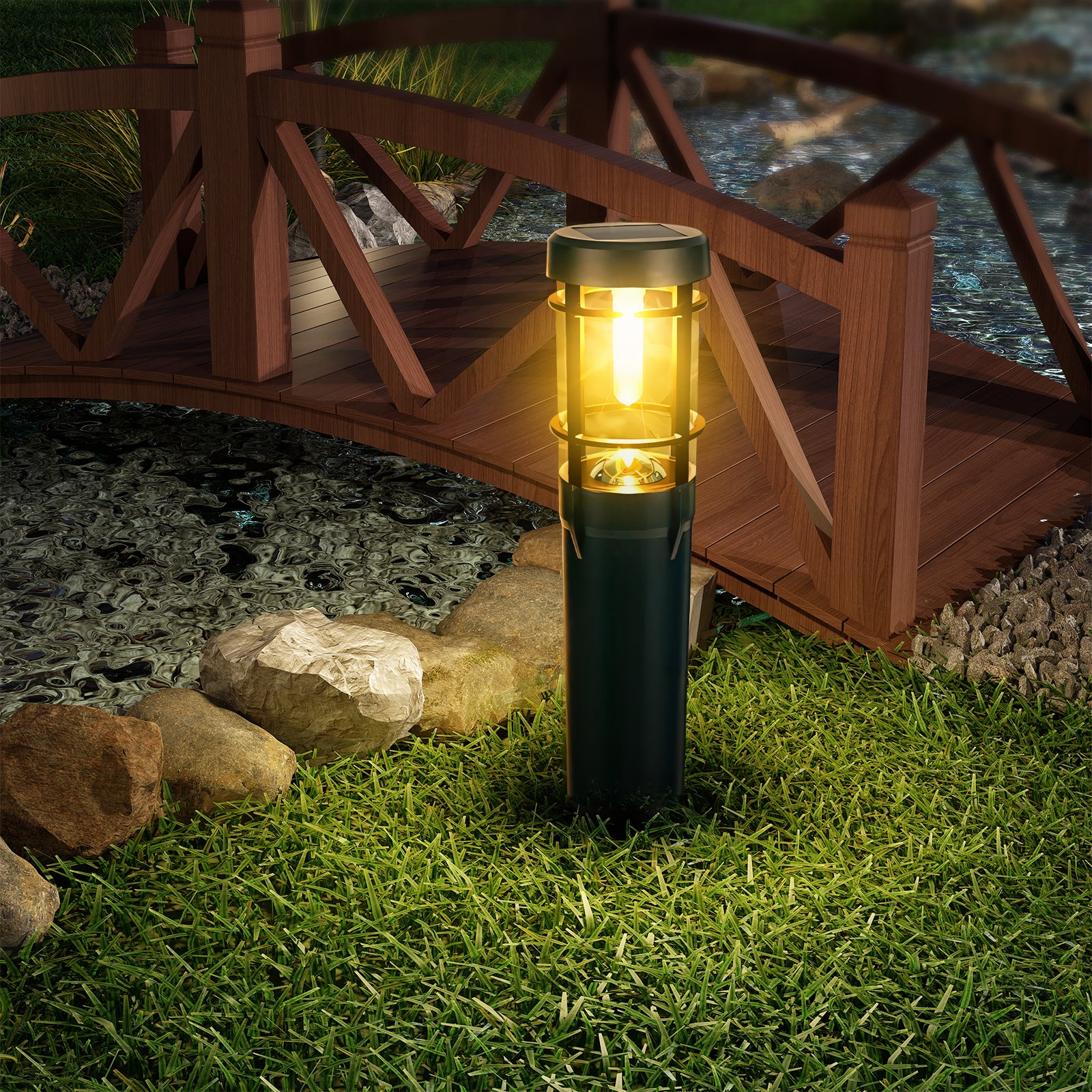 Quntis Solar Pathway Lights Outdoor, Waterproof Landscape Lights, Tungsten Filament Ground Stake Lights,IP65 Solar Garden Lights for Yard, Walkway, Driveway, Patio – Up to 14 Hrs Dusk-to-Dawn Lighting