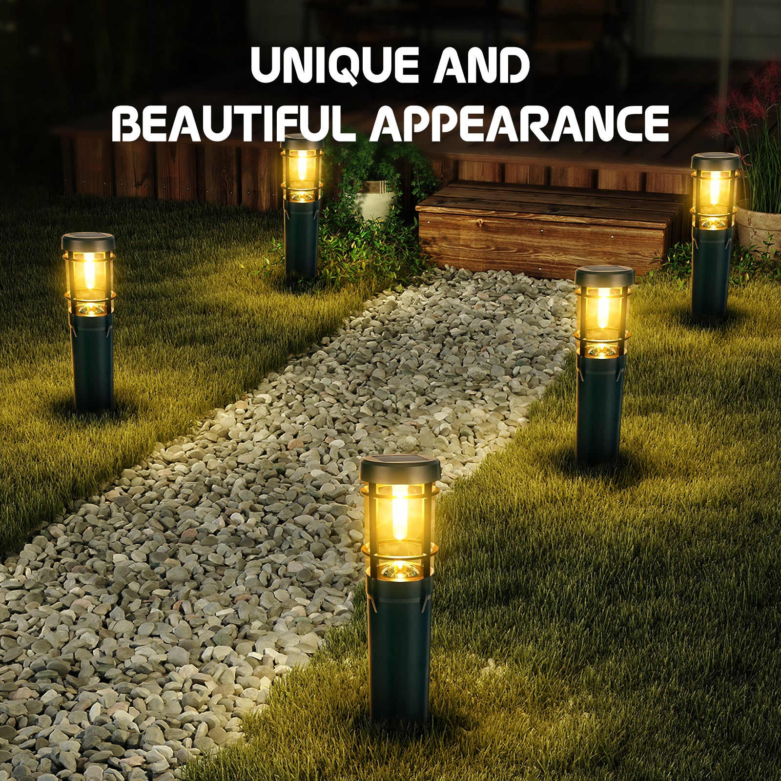 Quntis Solar Pathway Lights Outdoor, Waterproof Landscape Lights, Tungsten Filament Ground Stake Lights,IP65 Solar Garden Lights for Yard, Walkway, Driveway, Patio – Up to 14 Hrs Dusk-to-Dawn Lighting