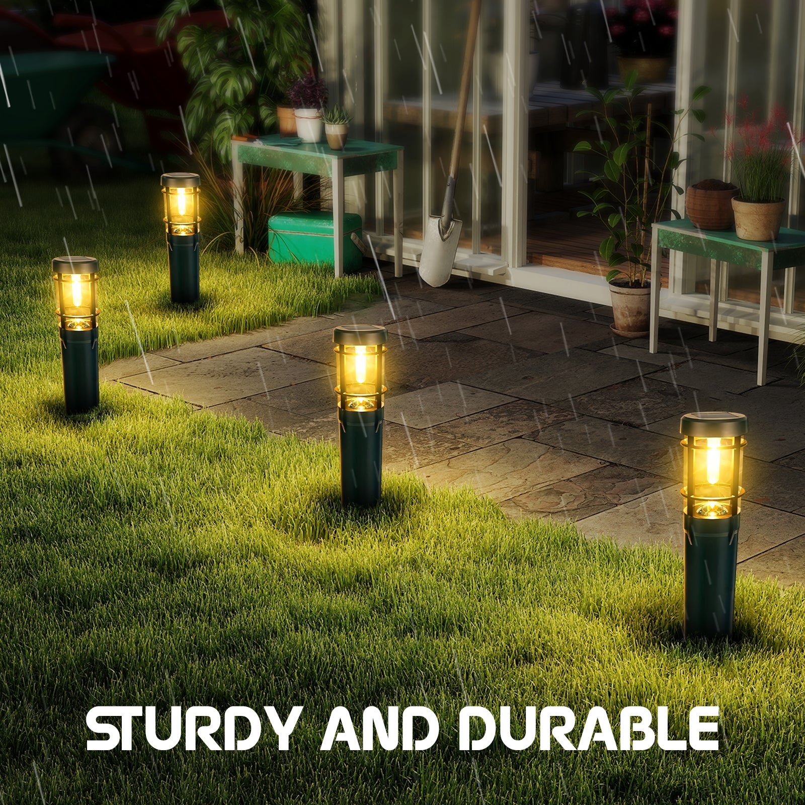 Quntis Solar Pathway Lights Outdoor, Waterproof Landscape Lights, Tungsten Filament Ground Stake Lights,IP65 Solar Garden Lights for Yard, Walkway, Driveway, Patio – Up to 14 Hrs Dusk-to-Dawn Lighting