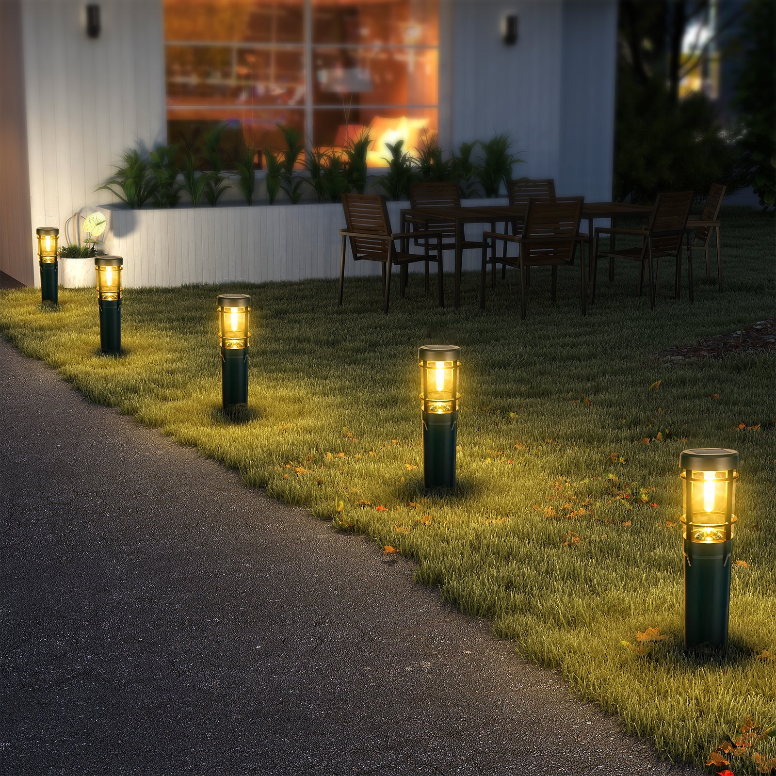 Quntis Solar Pathway Lights Outdoor, Waterproof Landscape Lights, Tungsten Filament Ground Stake Lights,IP65 Solar Garden Lights for Yard, Walkway, Driveway, Patio – Up to 14 Hrs Dusk-to-Dawn Lighting
