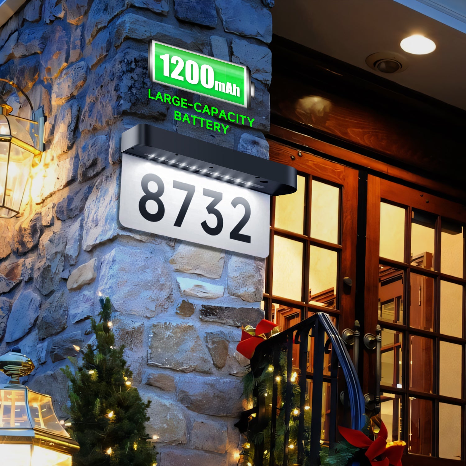 House Numbers Solar Powered, Address Plaques for House, LED Illuminated Waterproof Outside Address Sign 3000K Warm White LED