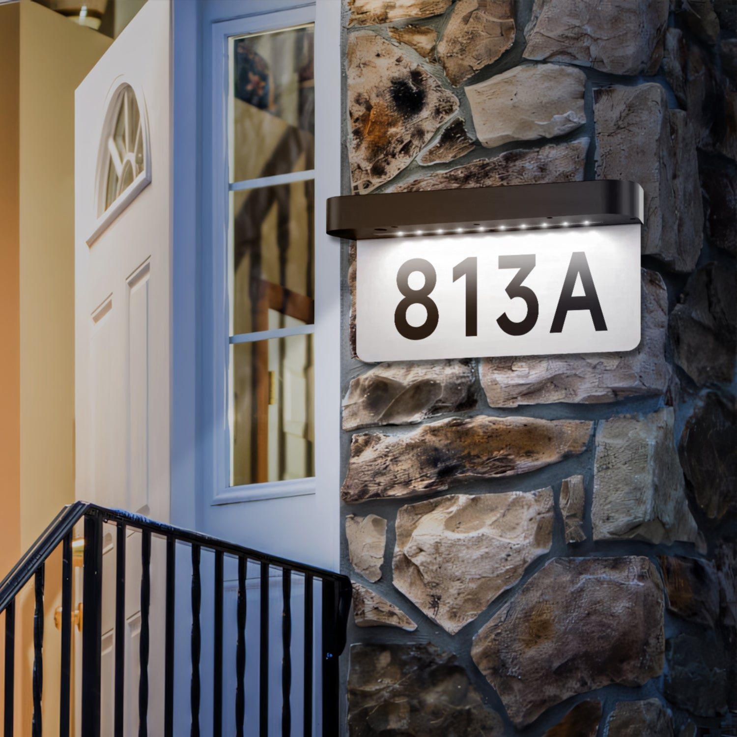 House Numbers Solar Powered, Address Plaques for House, LED Illuminated Waterproof Outside Address Sign 3000K Warm White LED