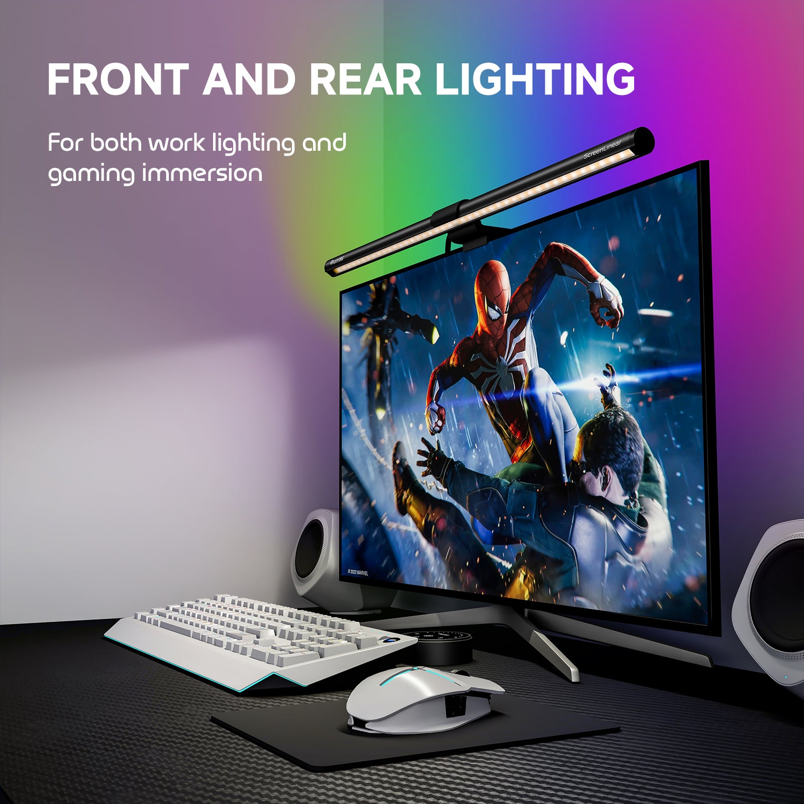 Transform Your Desk Setup with a 20" Quntis LED Monitor Light – Wireless Remote, Eye-Friendly Ra95 Illumination, Ambient RGB Backlighting, and Universal Fit for All Screens