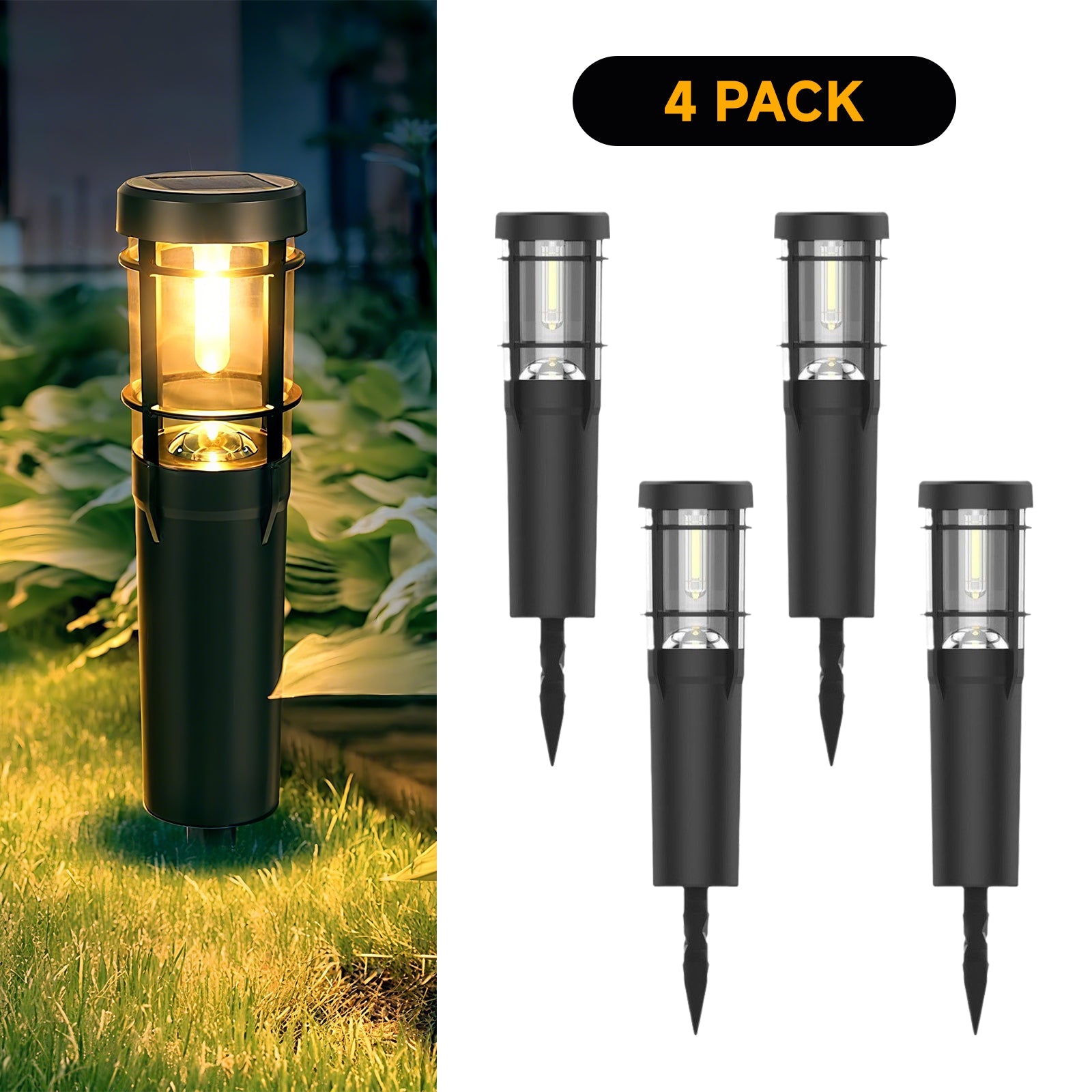 Quntis Solar Pathway Lights Outdoor, Waterproof Landscape Lights, Tungsten Filament Ground Stake Lights – IP65 Solar Garden Lights for Yard, Walkway, Driveway, Patio, Up to 14 Hrs Dusk-to-Dawn Lighting