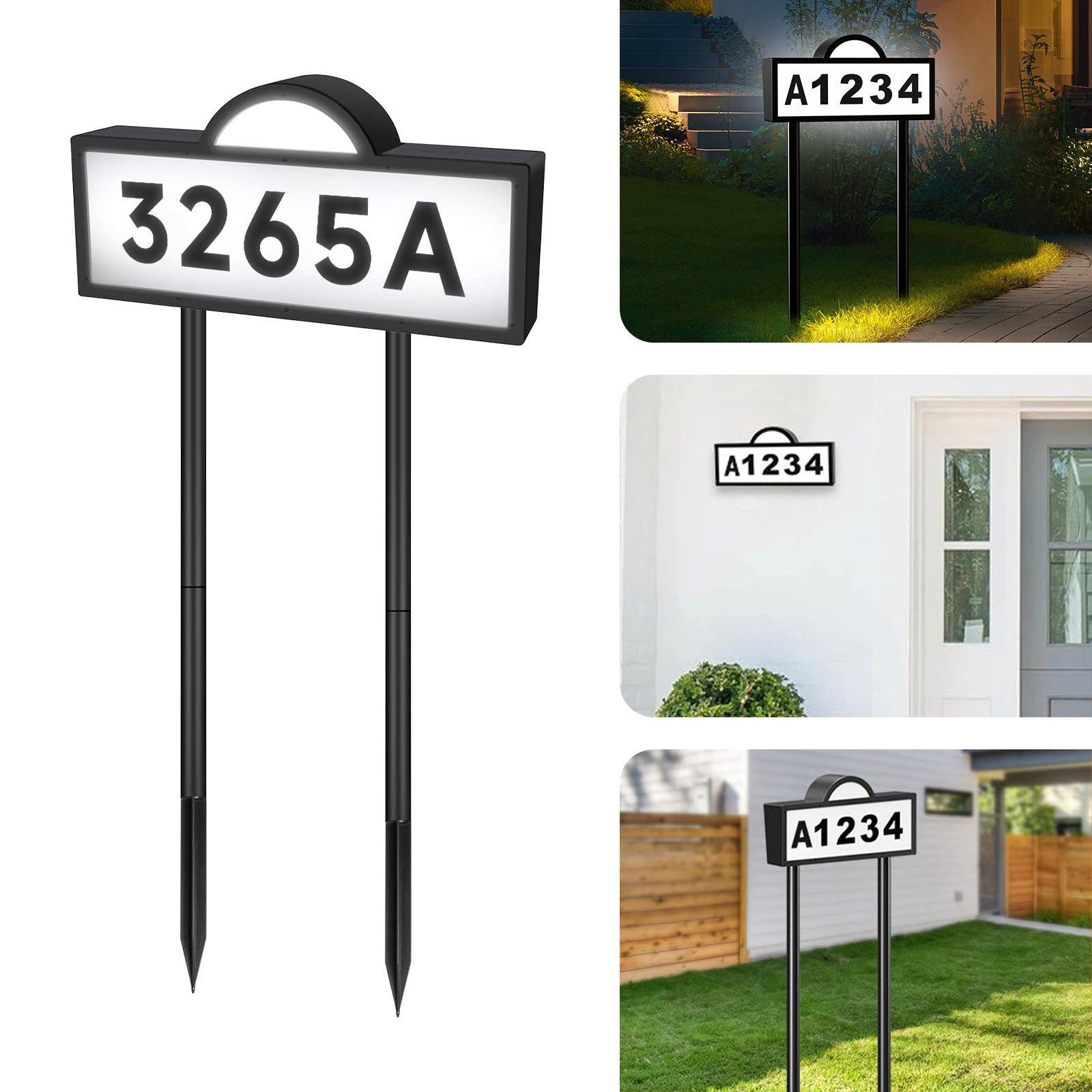 Quntis Solar Powered House Number Sign – Waterproof LED Address Plaque with 3 Color Illumination