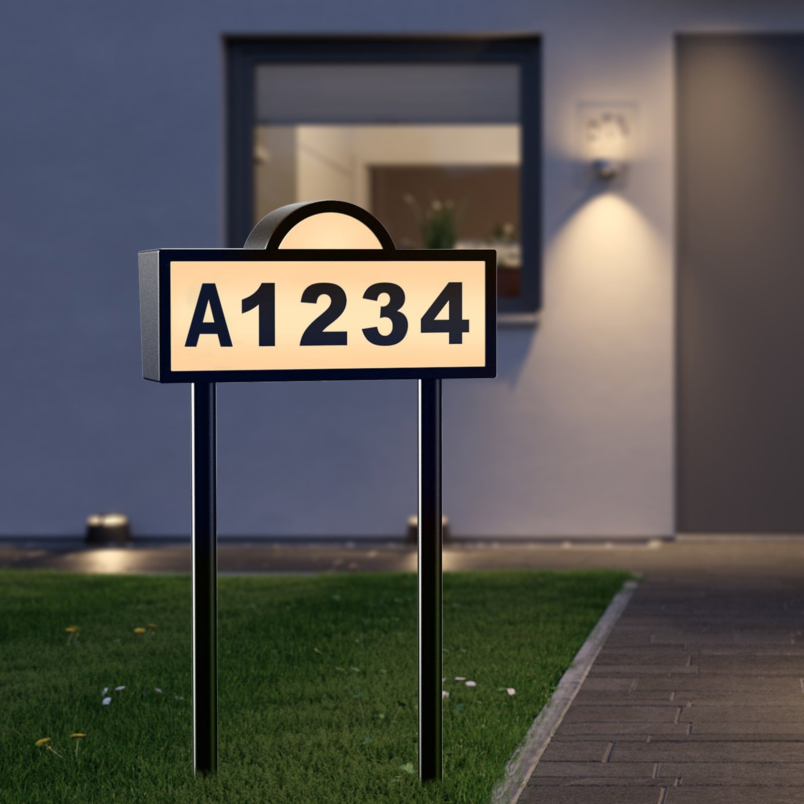 Quntis Solar Powered House Number Sign – Waterproof LED Address Plaque with 3 Color Illumination